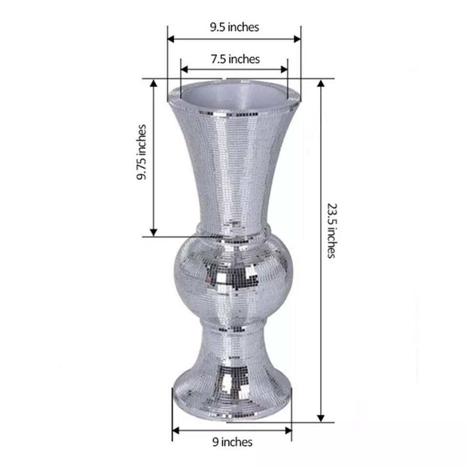 24" tall Silver Mirror Mosaic Wedding Vases Centerpieces Party Decorations
