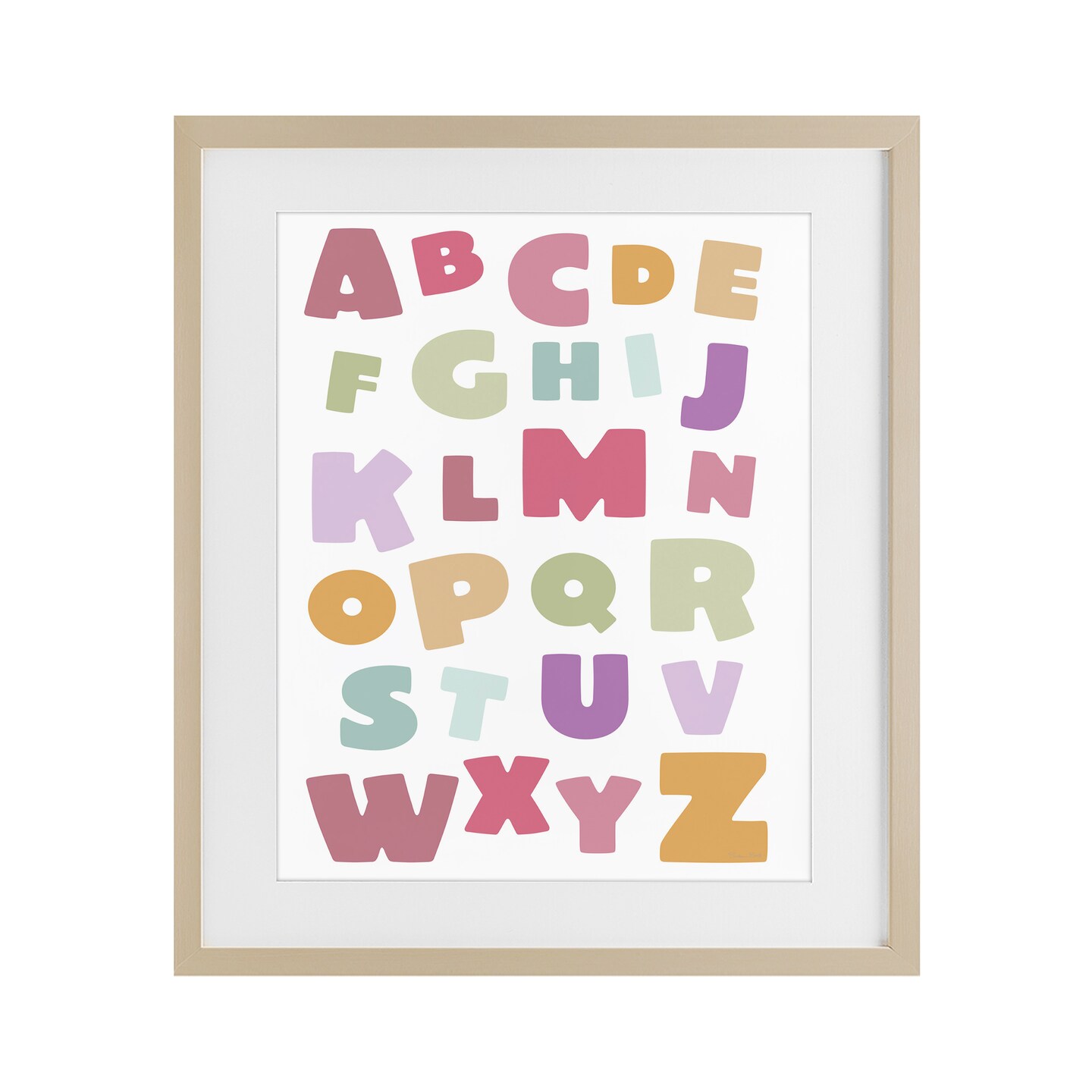 Stupell Industries Muted Alphabet Letters Framed Print Under Glass, design by Susan Ball