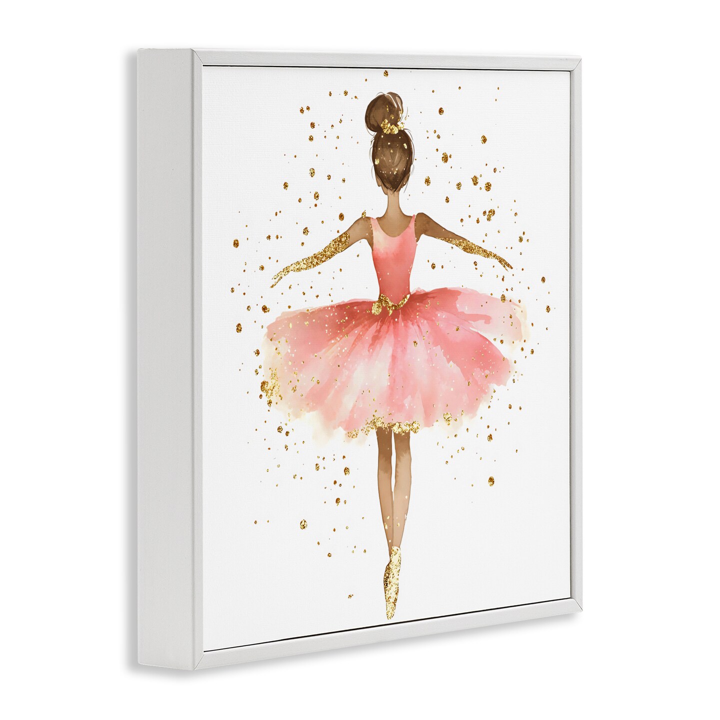 Stupell Industries Ballerina with Gold Glitter Framed Giclee, design by Creative Studio