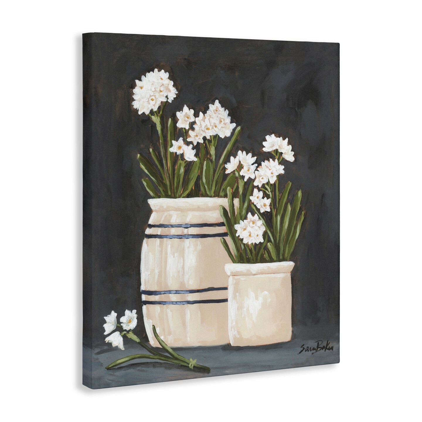 Stupell Industries Vintage Crocks & Paperwhites Canvas, design by Sara Baker