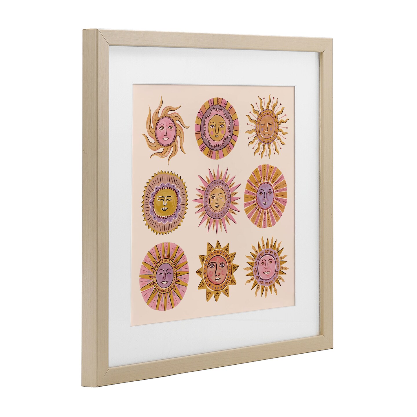 Stupell Industries Boho Solar Faces Framed Print Under Glass, design by Two If By Sea Studios