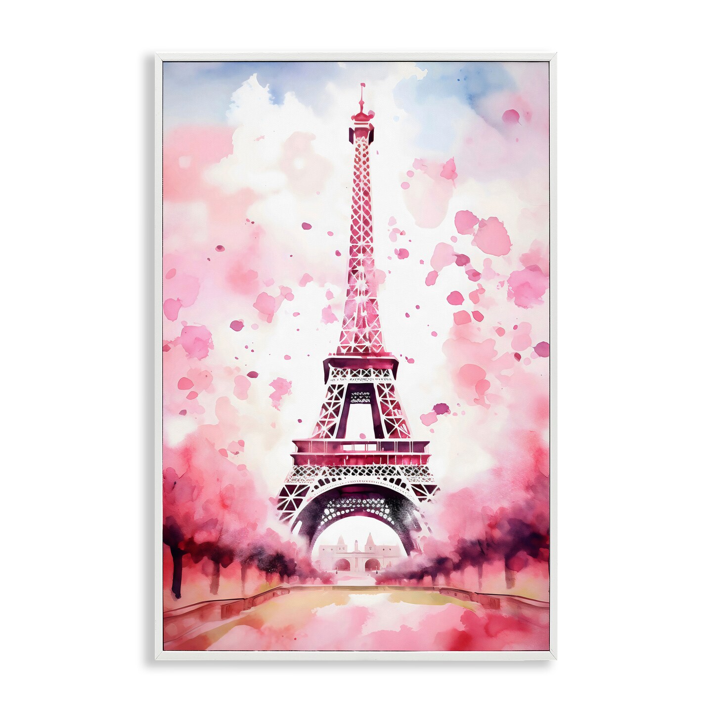 Stupell Industries Blush Watercolor Eiffel Tower Framed Giclee, design by Creative Studio