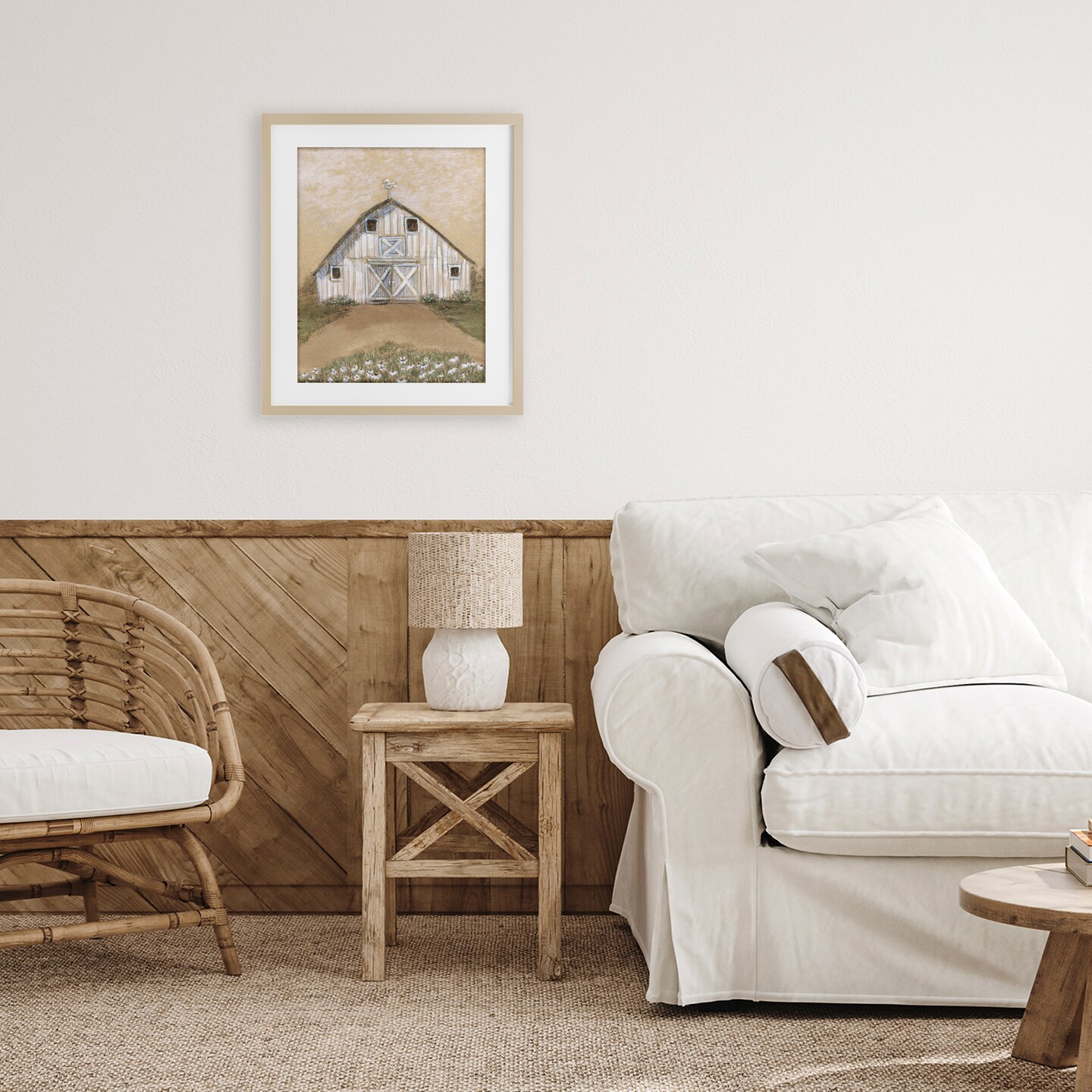 Stupell Industries Barn Lane Flowers Drawing Framed Print Under Glass, design by Patti Bishop