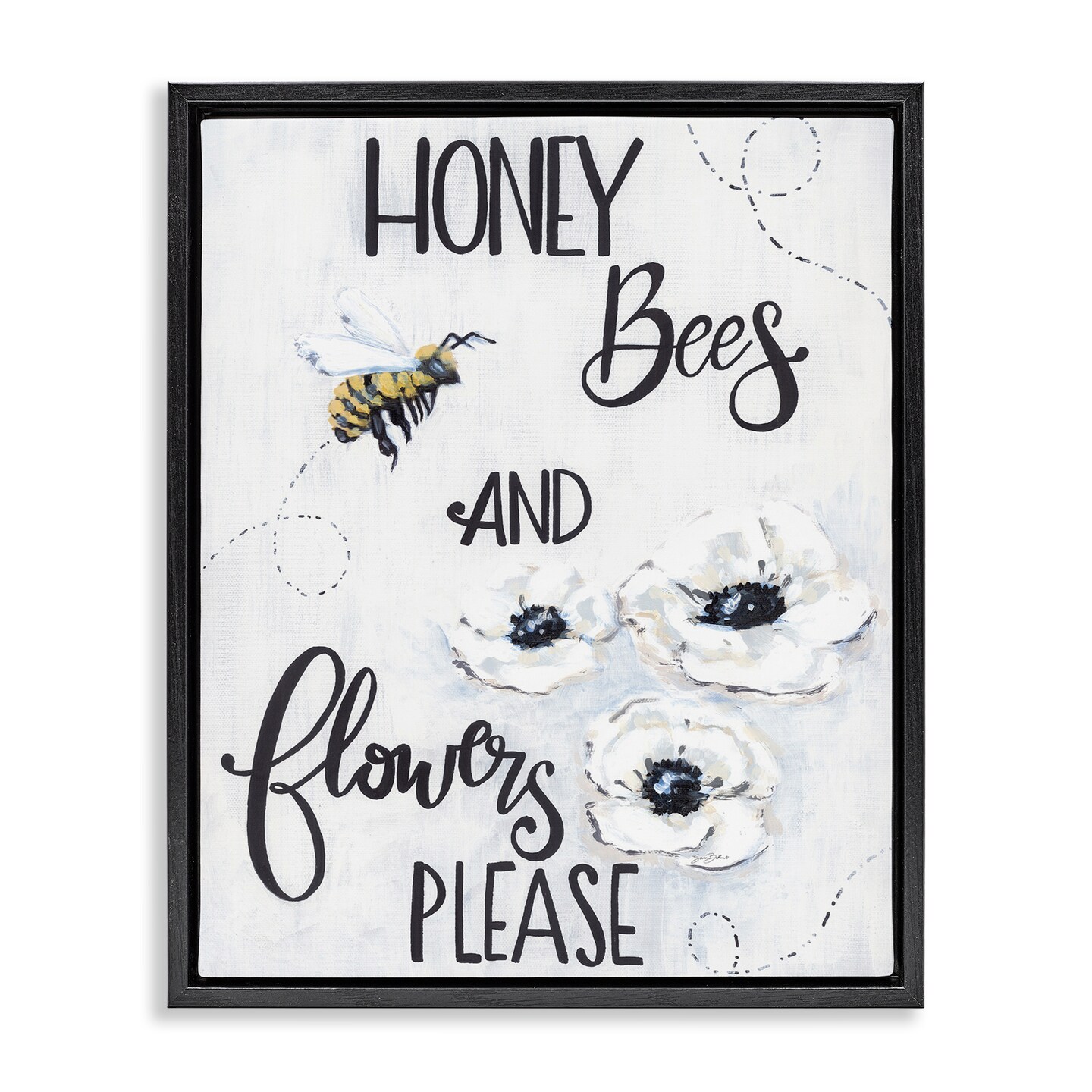 Stupell Industries Garden Bees & Flowers Please Floating Frame, design by Sara Baker