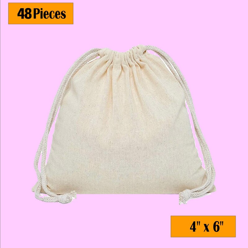 Durable 4&#x22; x 6&#x22; Cotton Muslin Drawstring Pouch