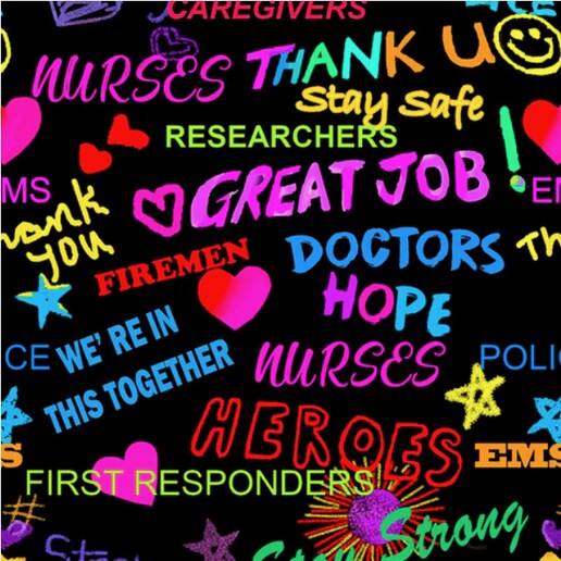 Sykel Enterprises Thank You Heroes Black Cotton Fabric by the Yard