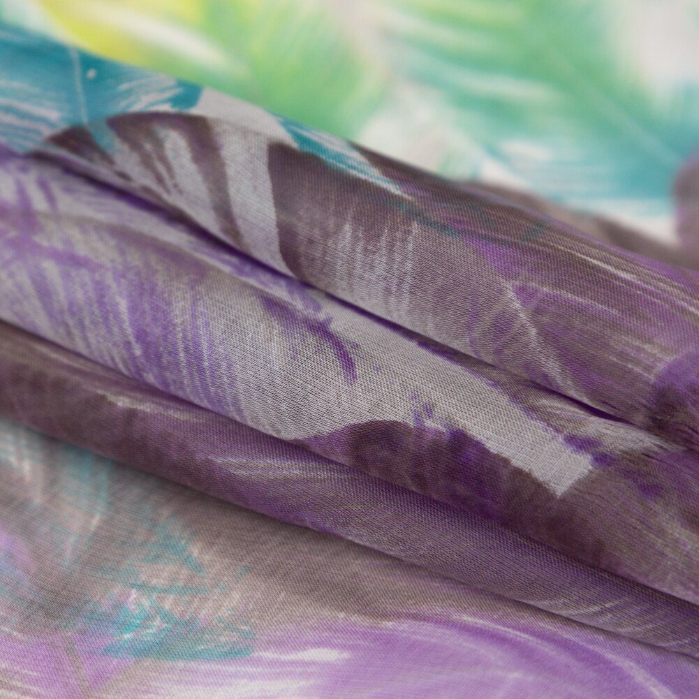 1 Yard Multicolor Spiced Feathers Silk Chiffon Luxury Sheer Fabric 51" Wide