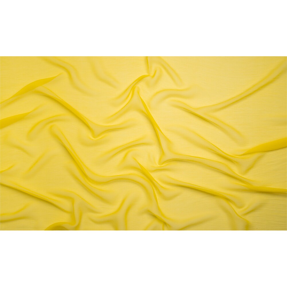 1 Yard Buttercup Yellow Crinkled Silk Chiffon Sheer Fabric, 43 Inches Wide