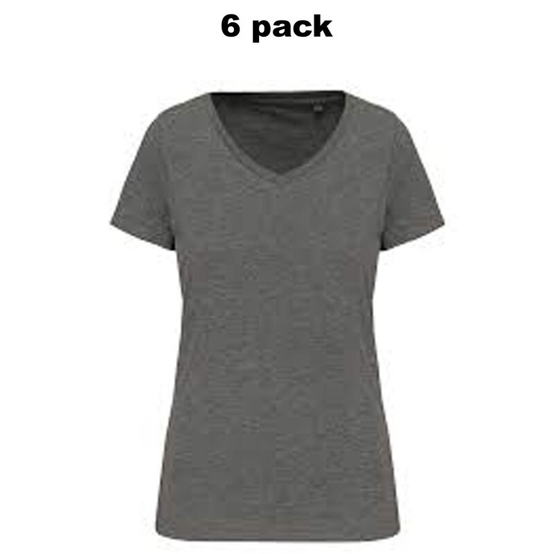 Pack Of 6 Sofra Ladies Classic Fit V-Neck Short Sleeve T-Shirt Relaxed And Easy To Style
