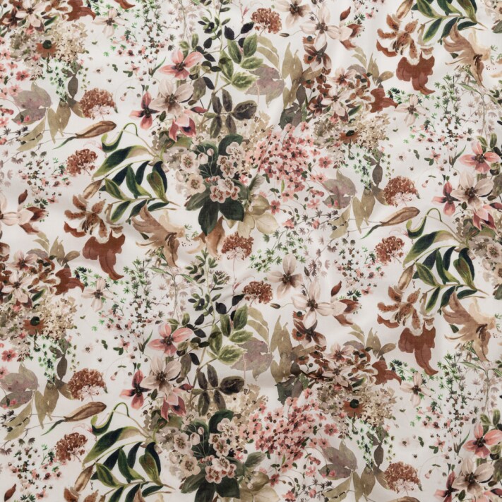 1 Yard Cotton Voile White Floral Botanical Perpetuity Print Fabric