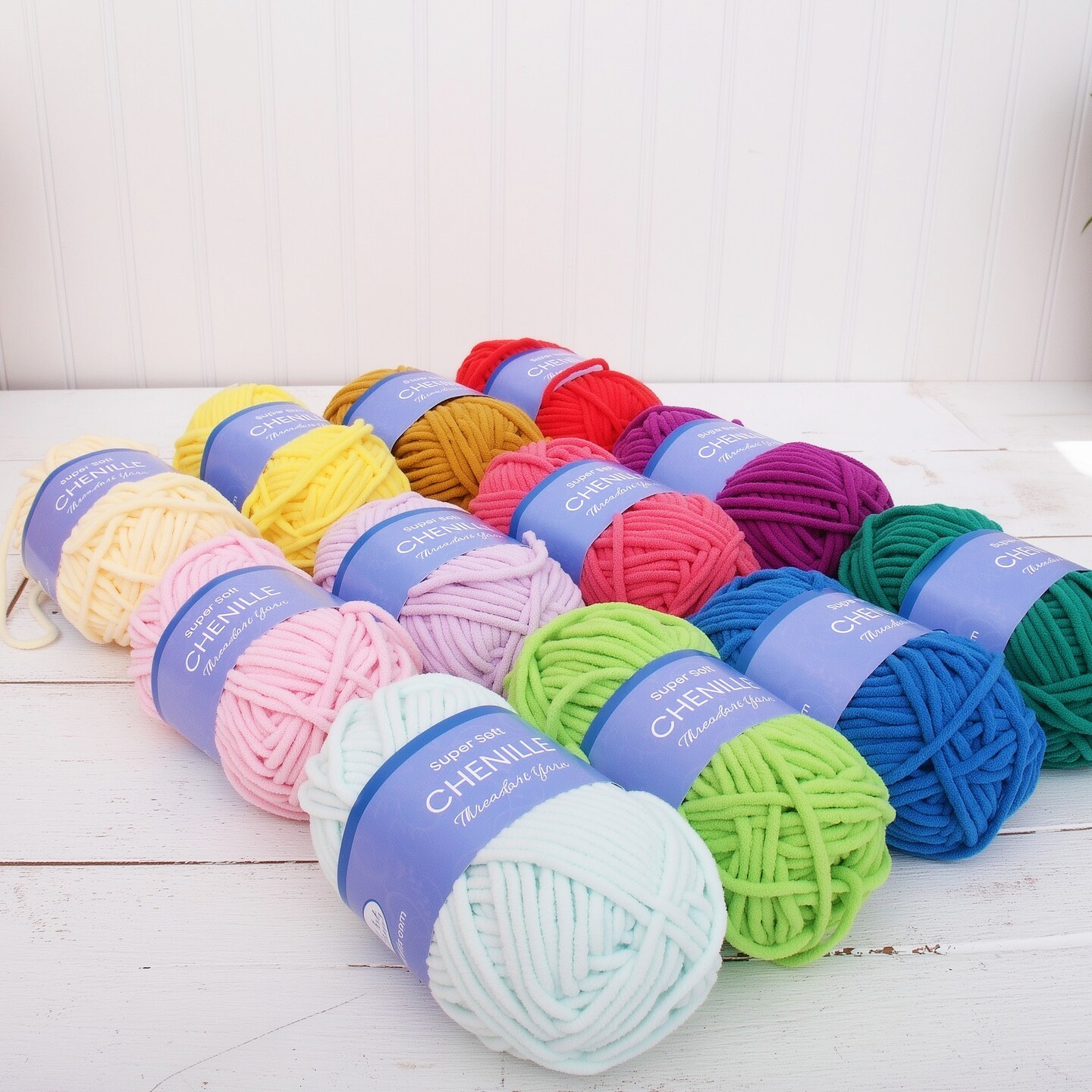 ThreadArt #5 Chenille Yarn for Crocheting, Knitting, Amigurumi, Super Soft Plush Velvet Yarn - 50 Gram 60 yds Fluffy Yarn Skeins