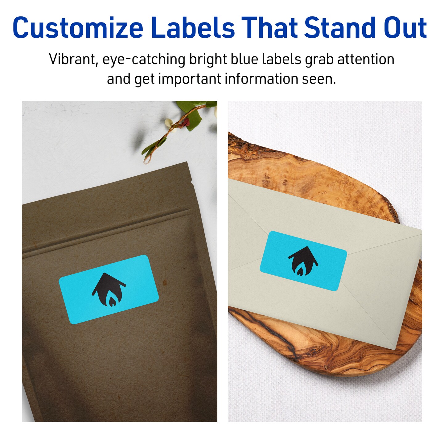 Avery Bright Blue Paper Labels, 1-1/3&#x22; x 4&#x22; Rectangle