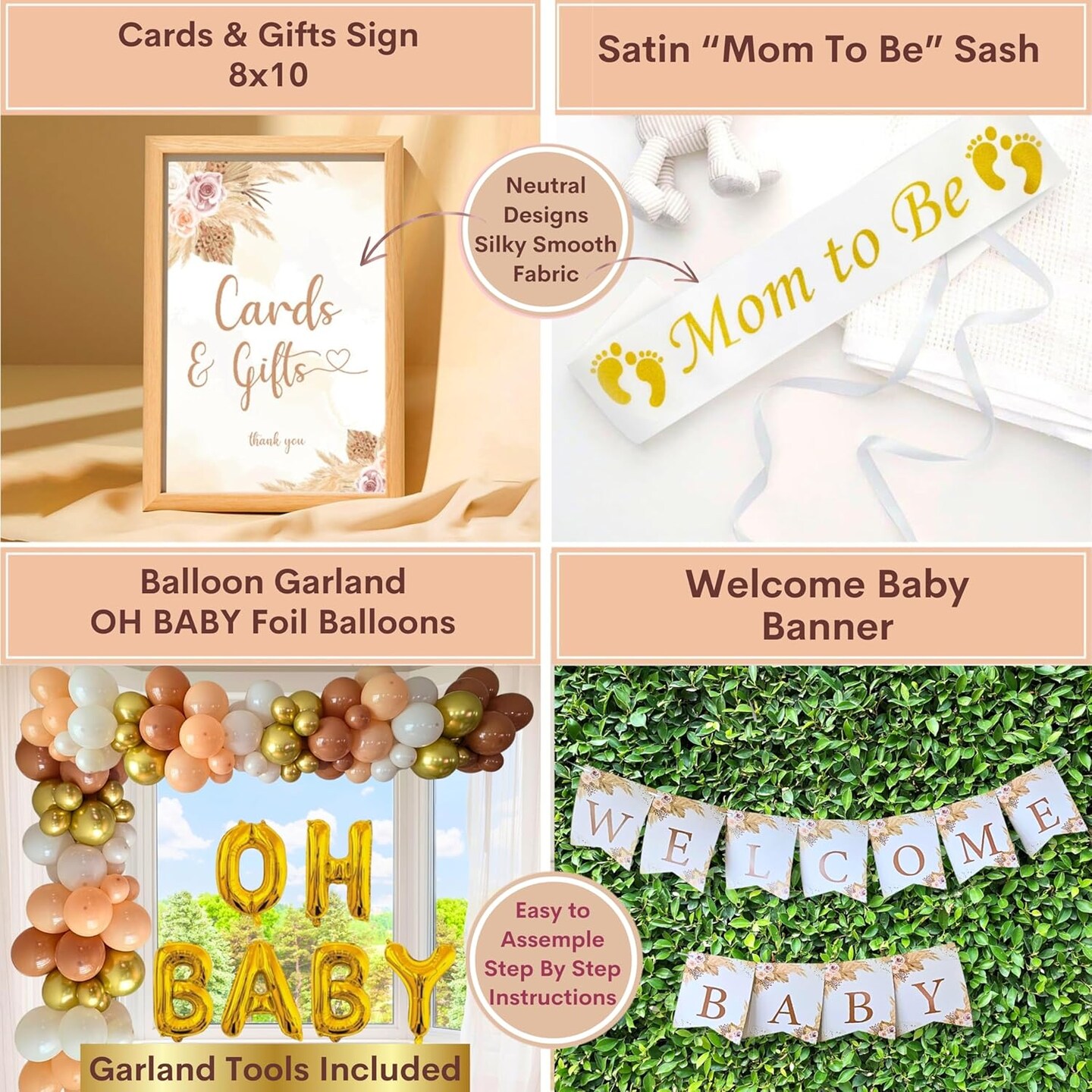 254 Pc Boho Baby Shower Decorations for Girl Or Boy (Boho Set)