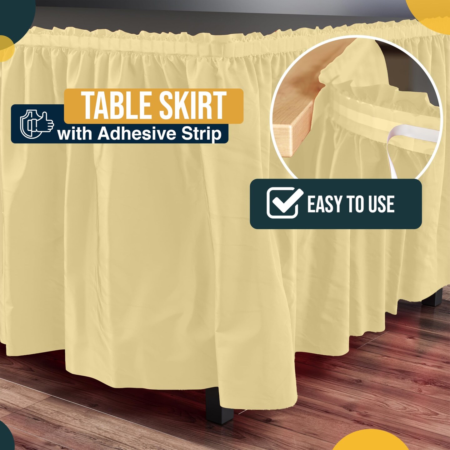 Ruffle Disposable Table Skirt 14 Ft Long Pleated Table Skirts with Adhesive Strip – Fits 6ft+ Rectangle or Round Tables – Ideal for Birthday Parties, Gender Reveal, Baby Showers & Event Decorations 6 pack by Exquisite