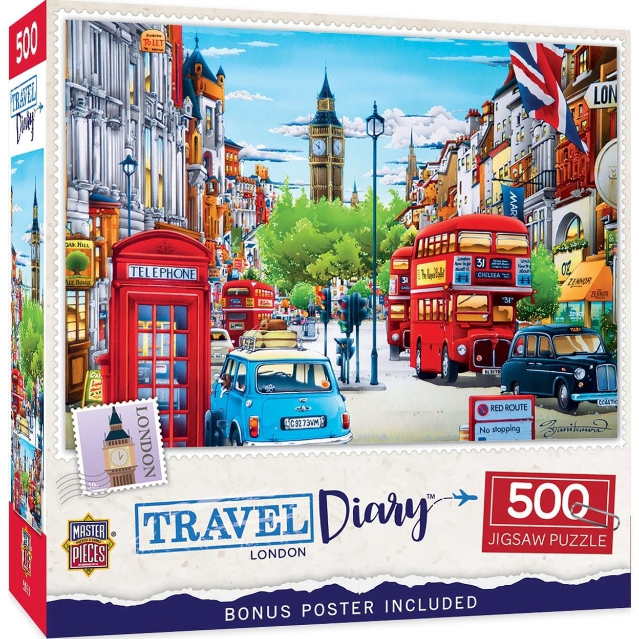 Masterpieces Travel Diary London 500 Piece Jigsaw Puzzle 21X15 Recycled Material