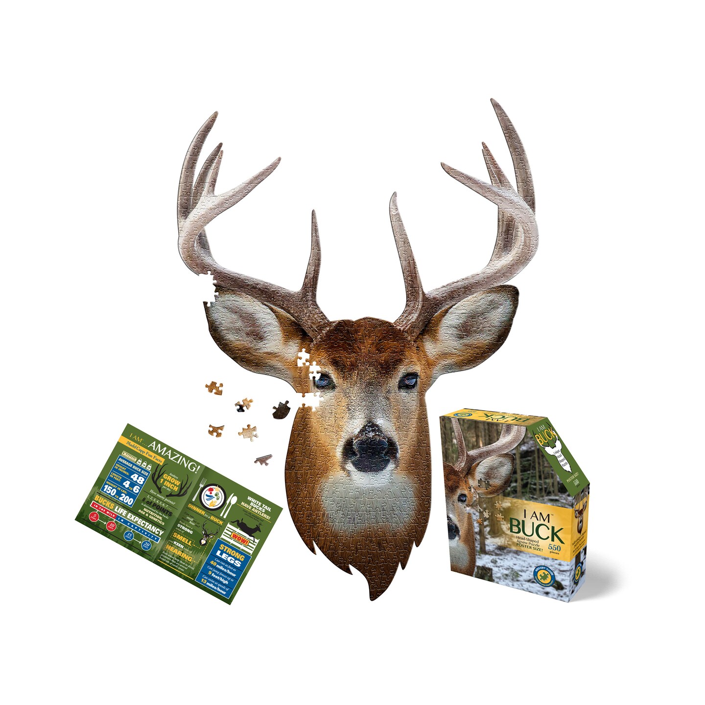 Madd Capp Puzzles - I AM Buck - 550 Pieces - Animal Shaped Jigsaw Puzzle