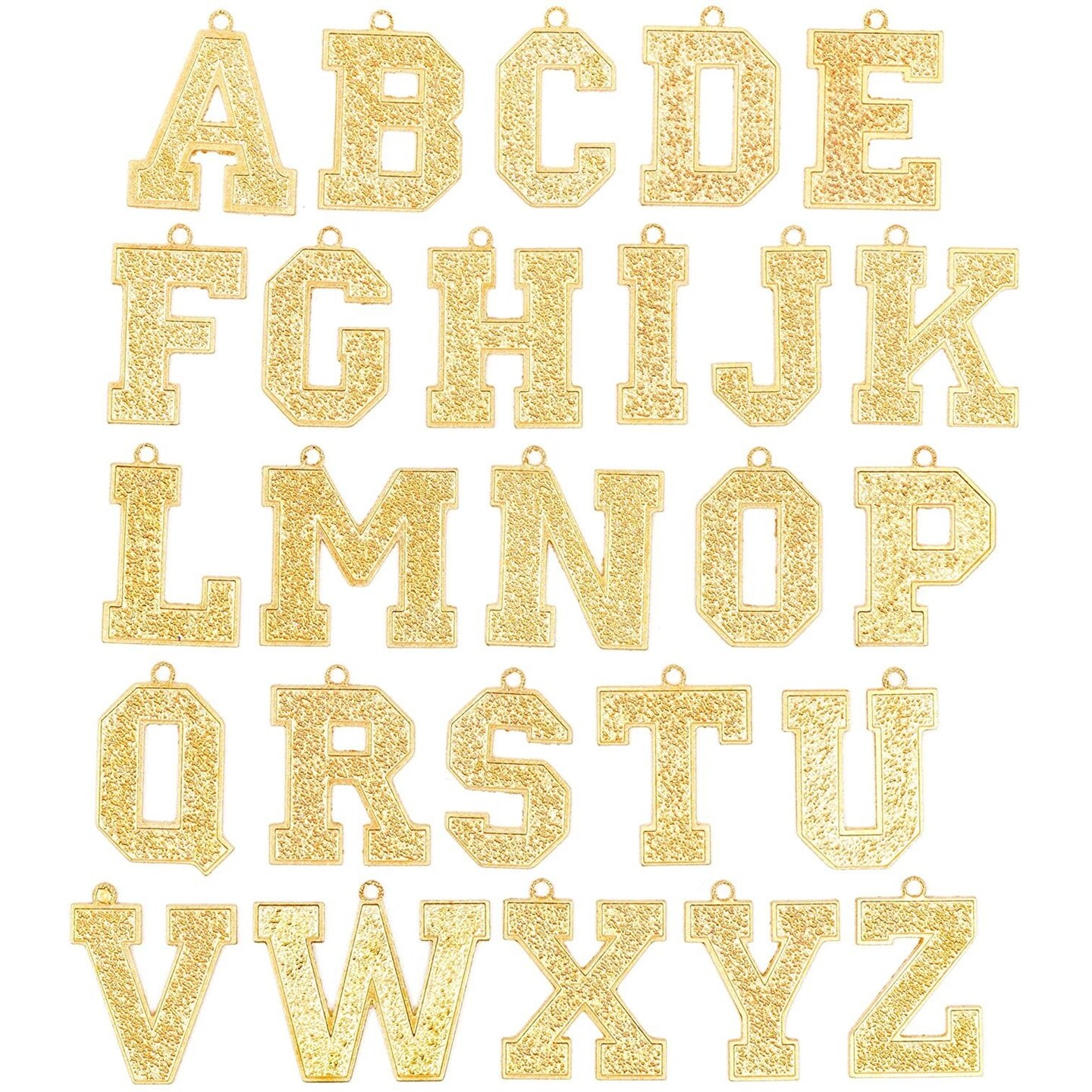 Gold Letter Pendant Charms for Jewelry Making and Crafts (Gold, 26 Pack)