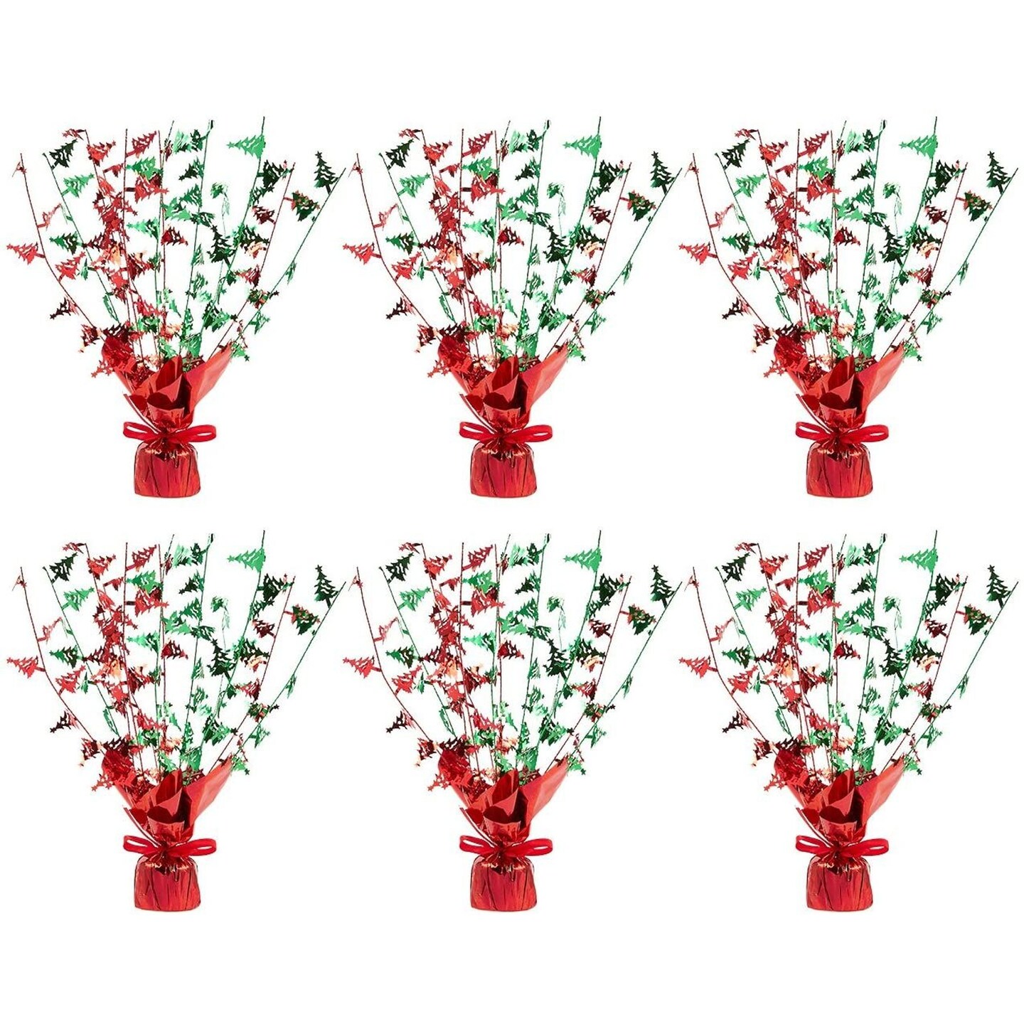 6 Pack Christmas Centerpieces, Balloon Weight for Indoor Dining Room Tables, Xmas Holiday Decorations, Red, 13.5 x 2.3 x 1.7 in.