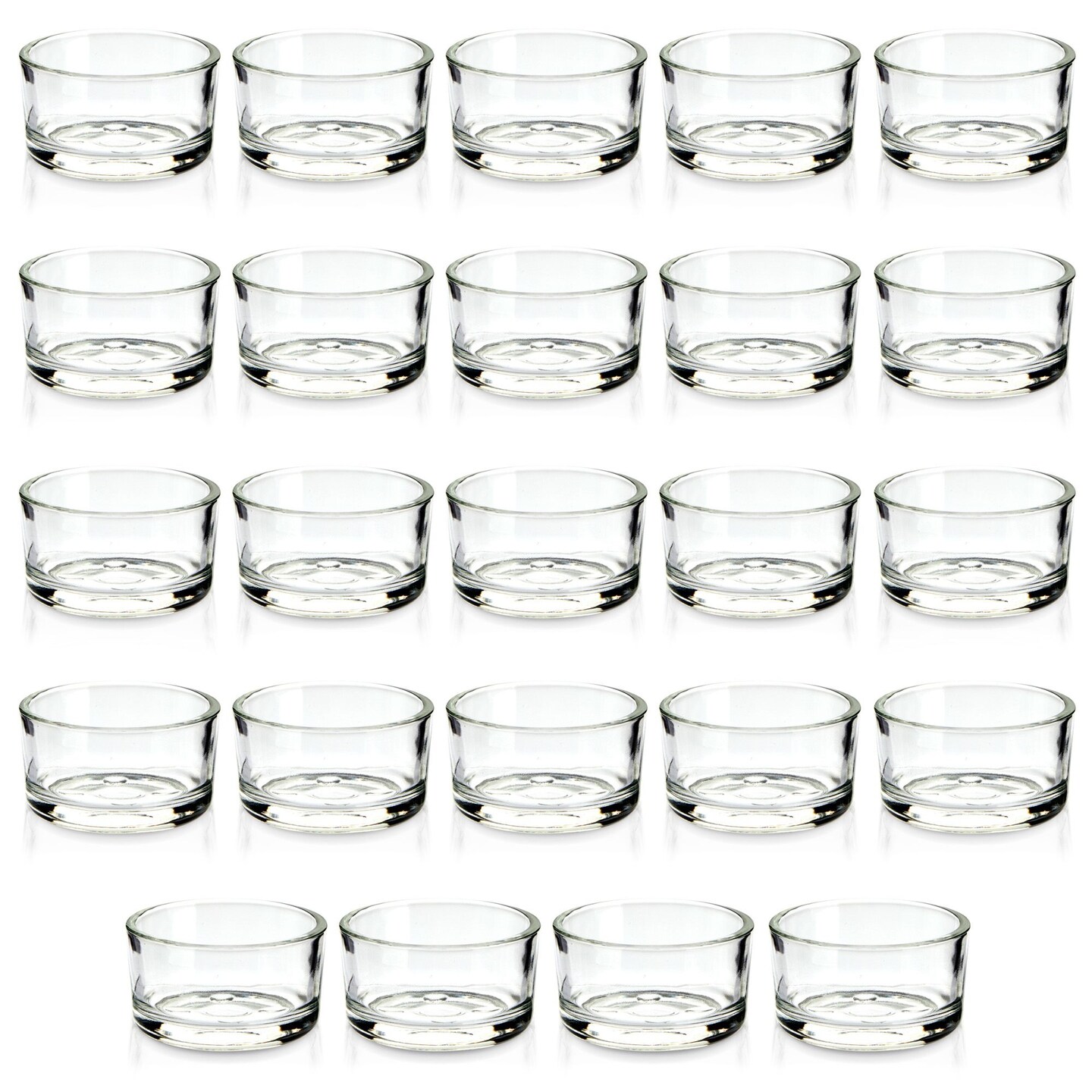 24 Pack Glass Tealight Candle Holders 1x2, for Weddings, Table Centerpieces, Parties, Home Decor