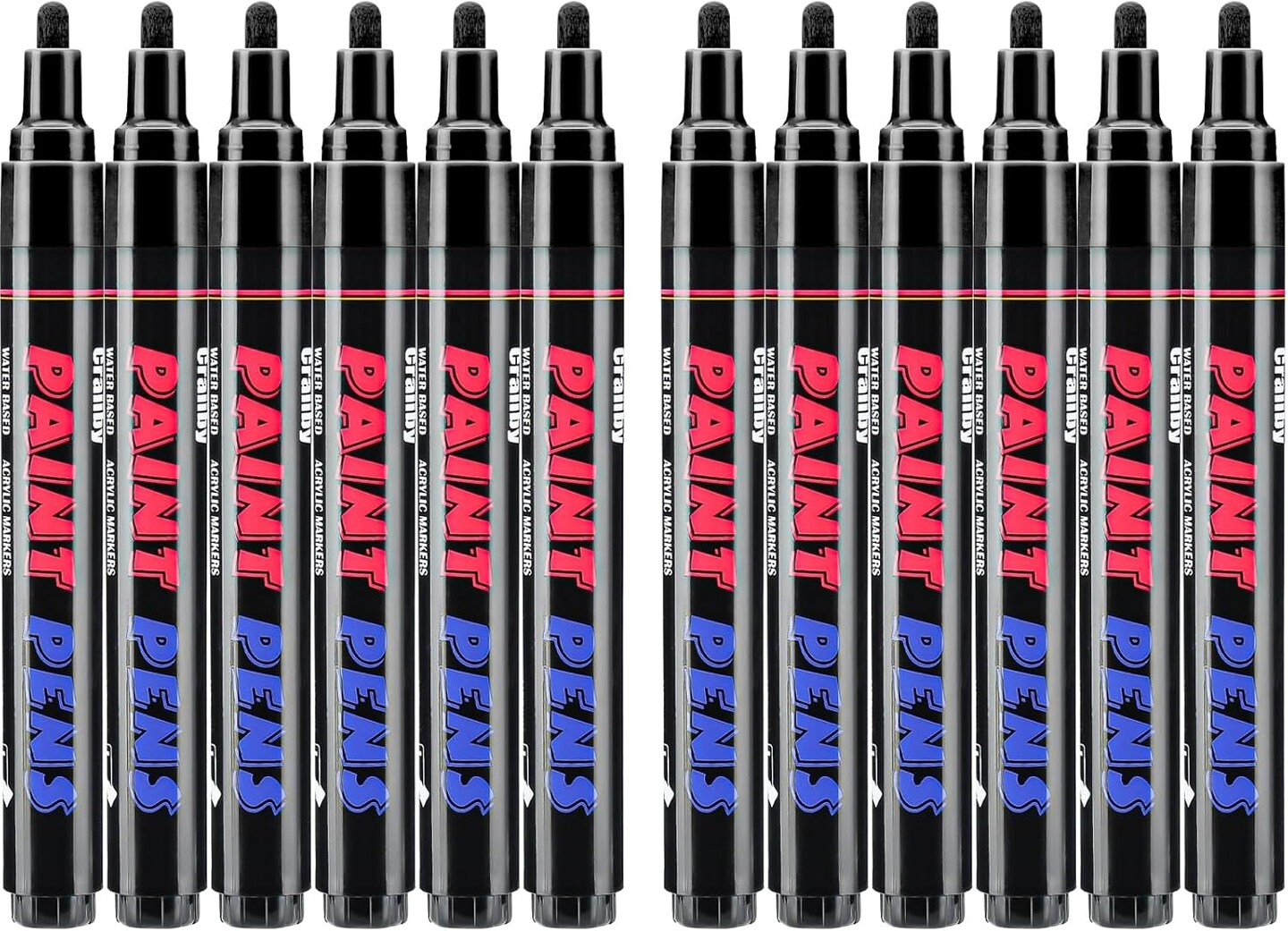 Black Paint Pens Paint Markers - 12 Pack Permanent Quick Dry Waterproof
