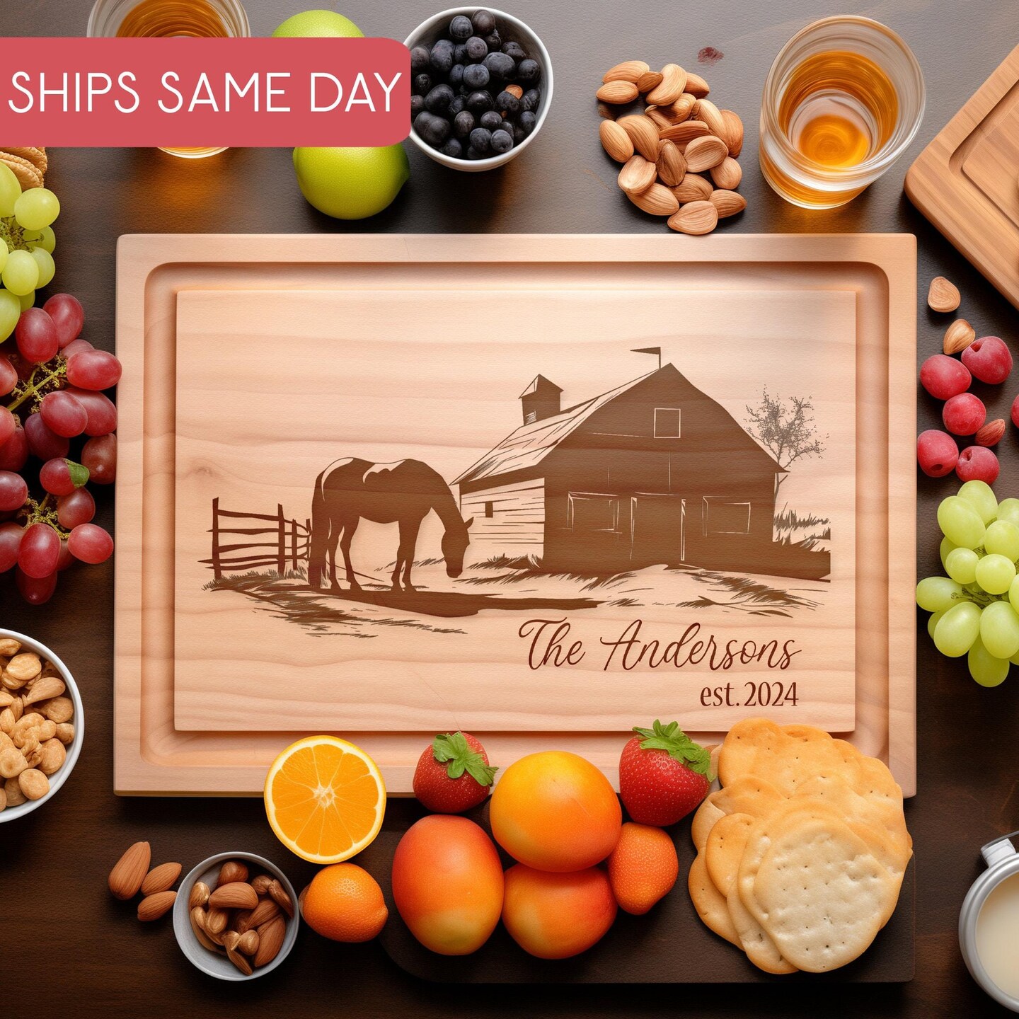 Horse Cutting Board, Equestrian Gifts, Equine Kitchen Decor, Bridal Shower, Personalized Horse Cutting Board, Custom Horse Wedding Gift