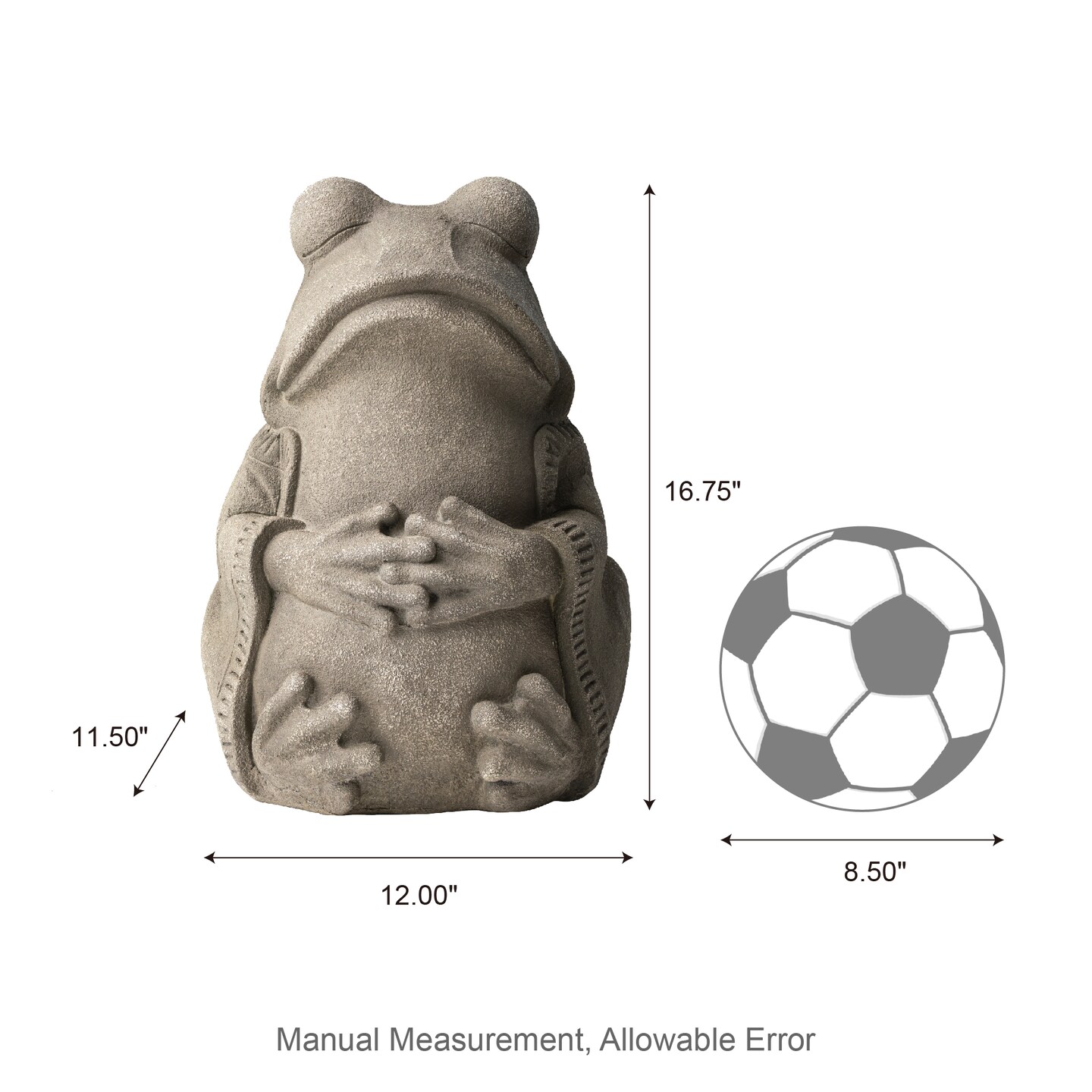 16.75&#x22;H MGO Faux Concrete Zen-Style Frog Garden Statue