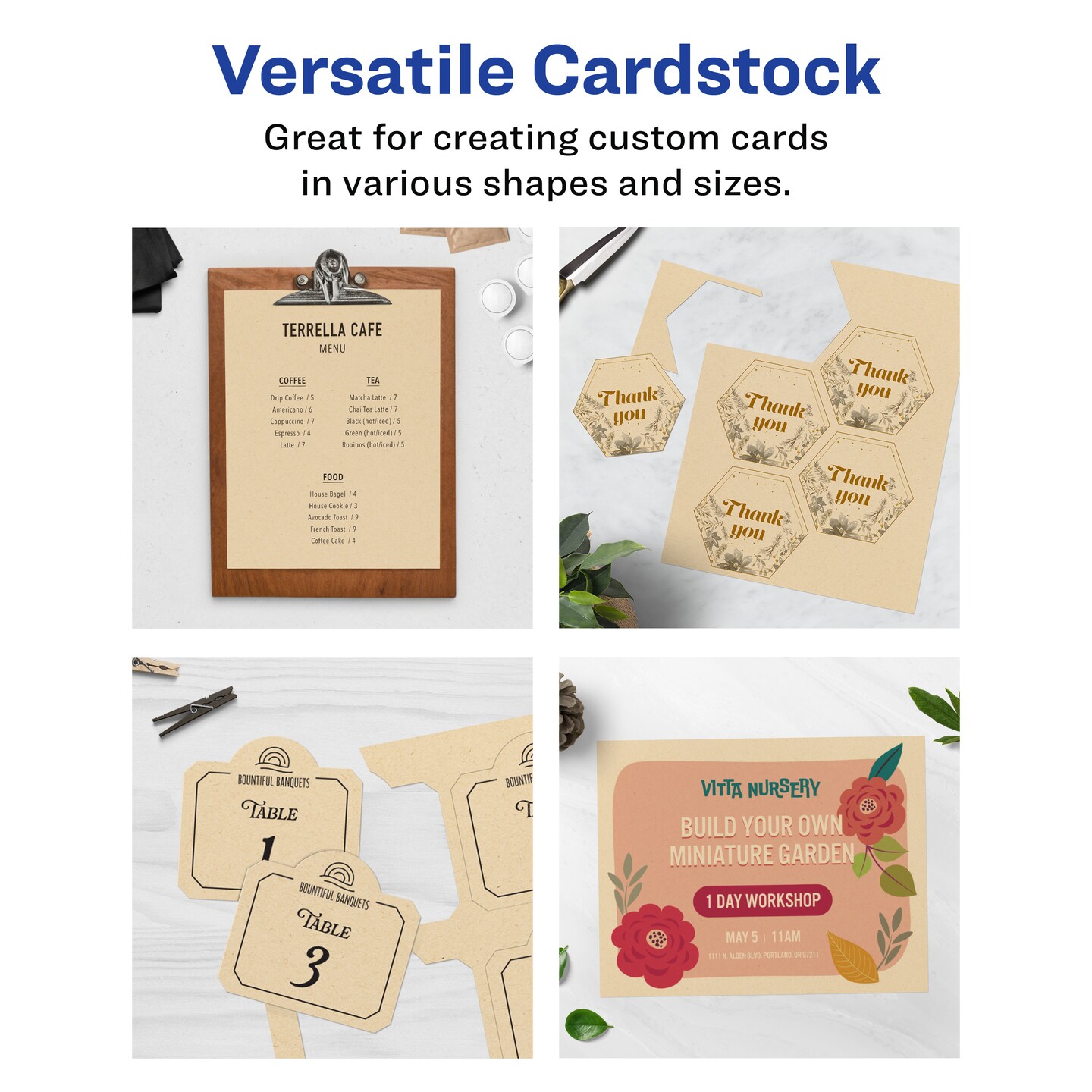 Avery 8-1/2&#x22; x 11&#x22; Rectangle, Kraft Brown Cardstock