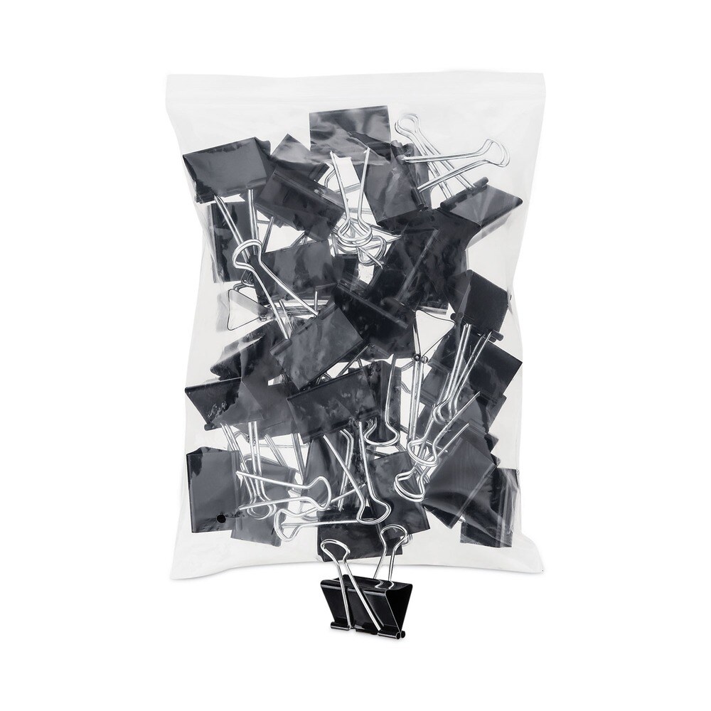 Universal Binder Clips in Zip-Seal Bag - Large, Black/Silver (36/Pack)