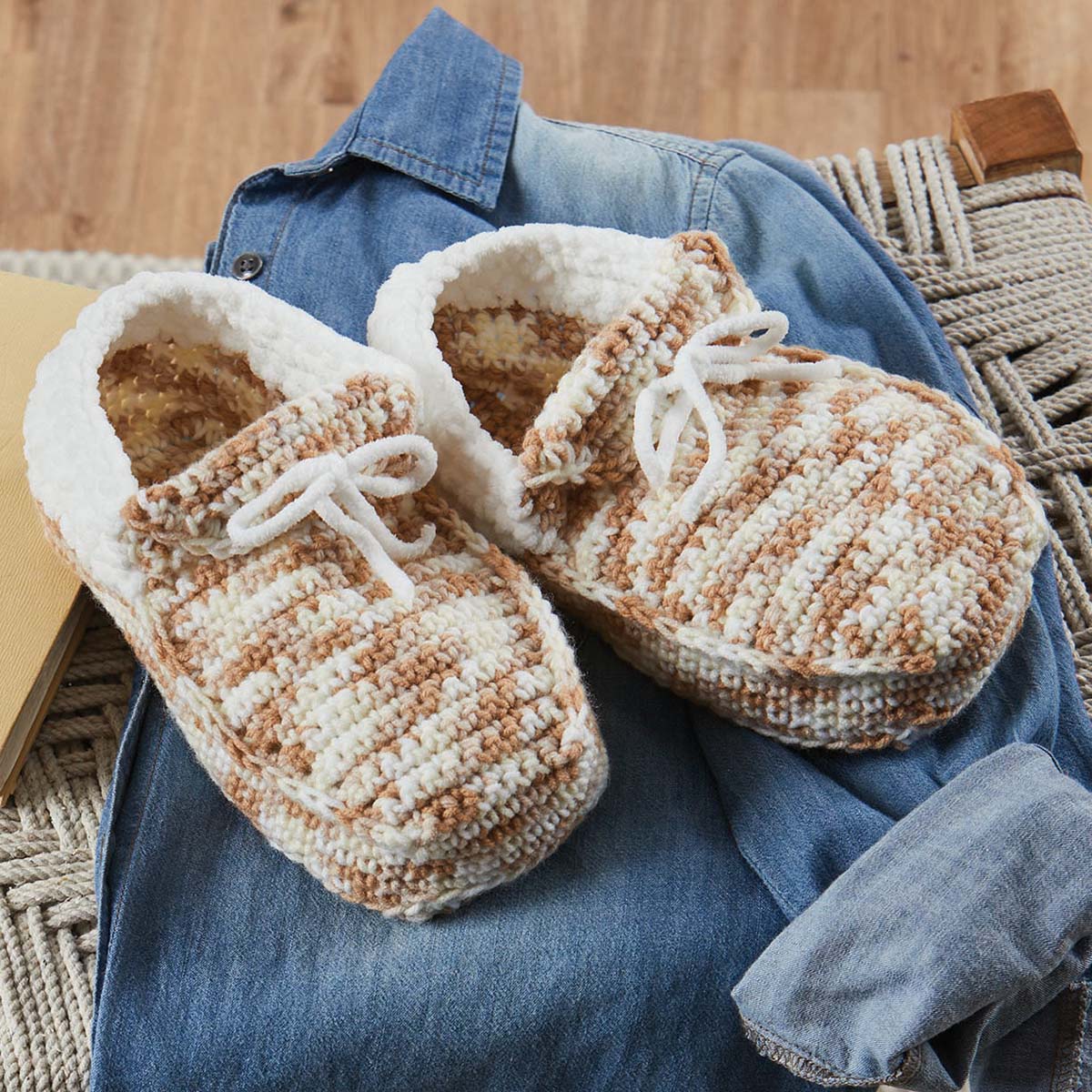 Herrschners  Soleful Stories Slippers Crochet Kit