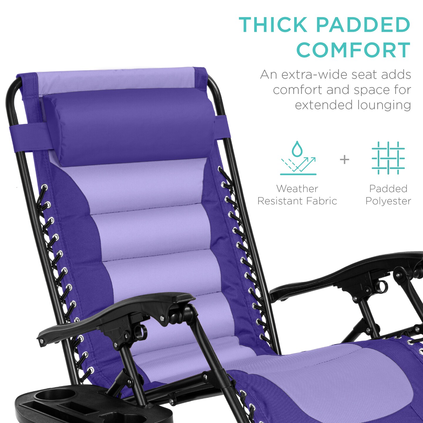 Best Choice Products Oversized Padded Zero Gravity Chair, Folding Outdoor Patio Recliner w/ Side Tray