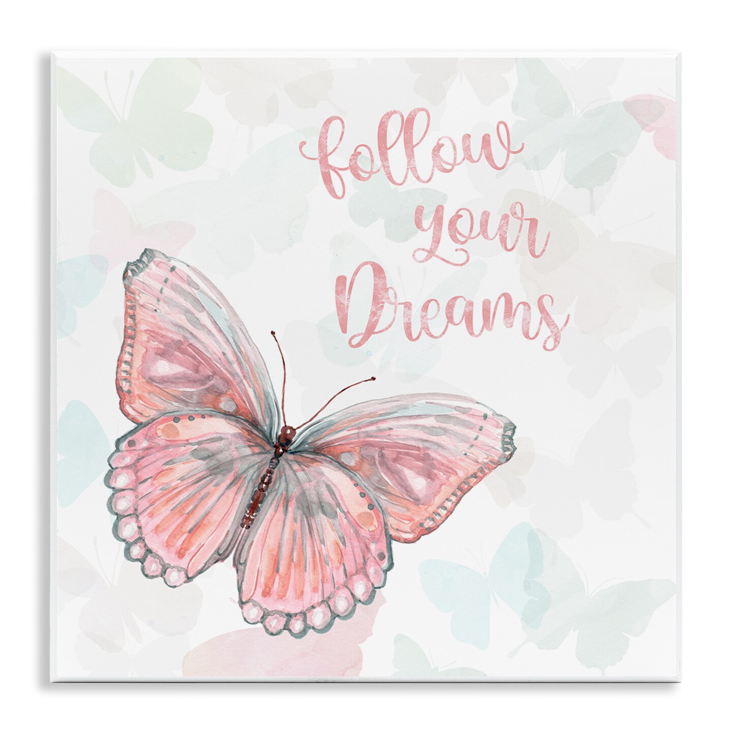 Stupell Industries Follow Your Dreams Pink Butterfly Wall Plaque Art