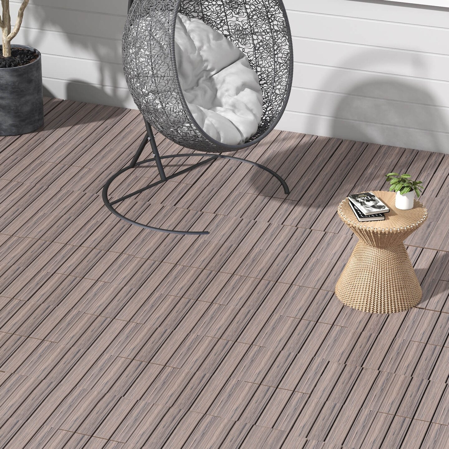 Costway 18/36 PCS Interlocking Deck Tiles Anti-slip Floor Tiles for Poolside All Weather Grey
