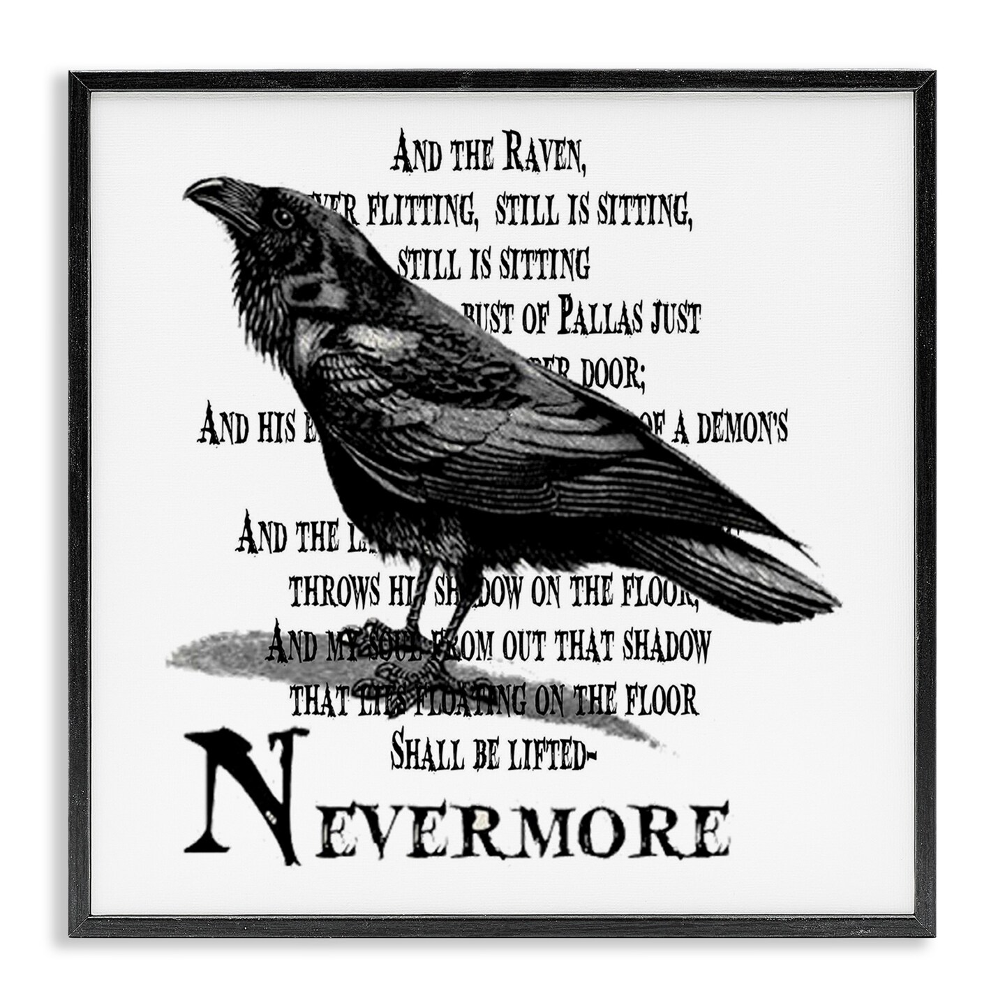 Stupell Industries Creepy Halloween Black Crow Raven Framed Giclee Art