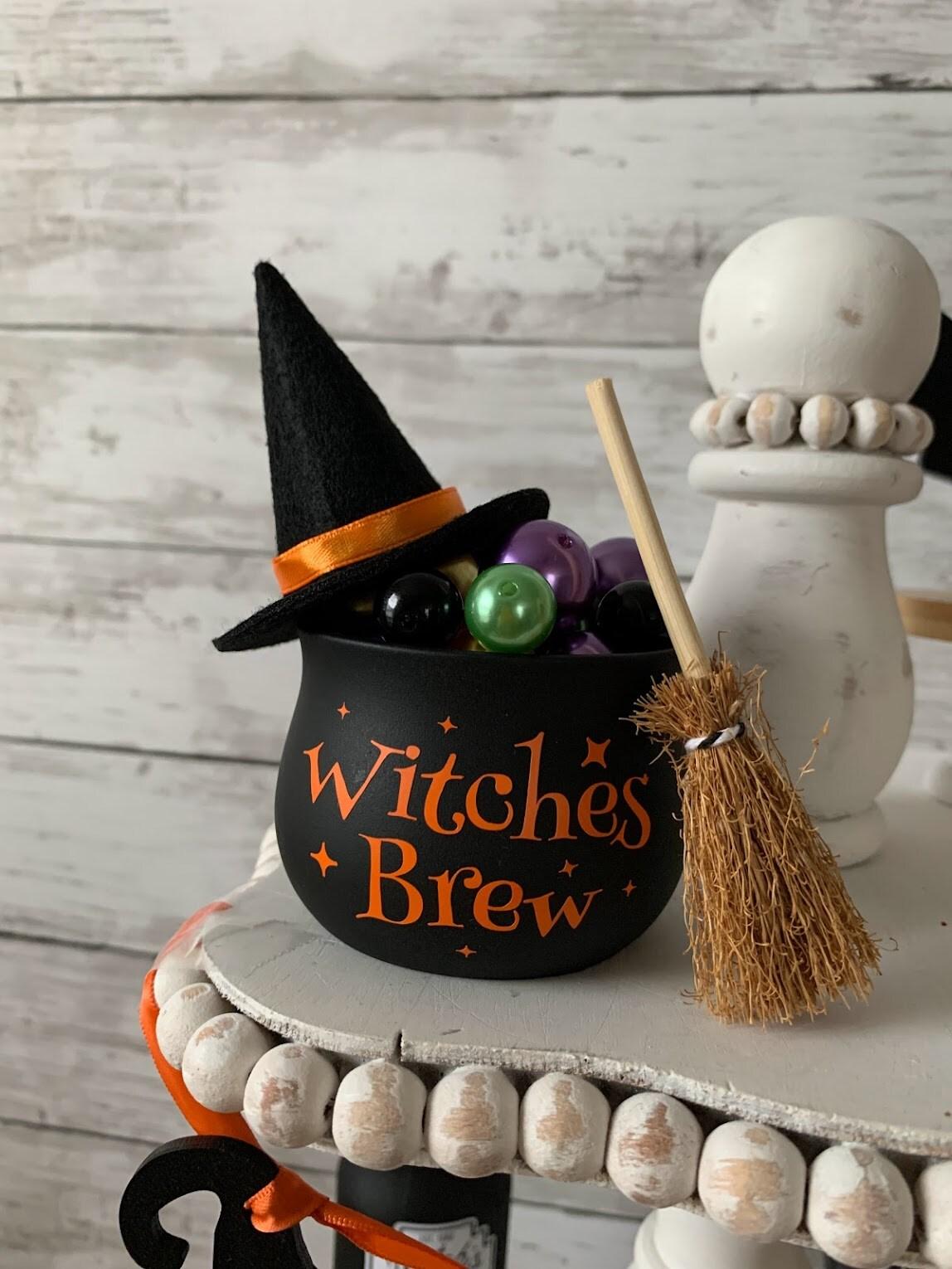 Witch’s Broomstick top Blvd Tiered Tray Halloween Decor