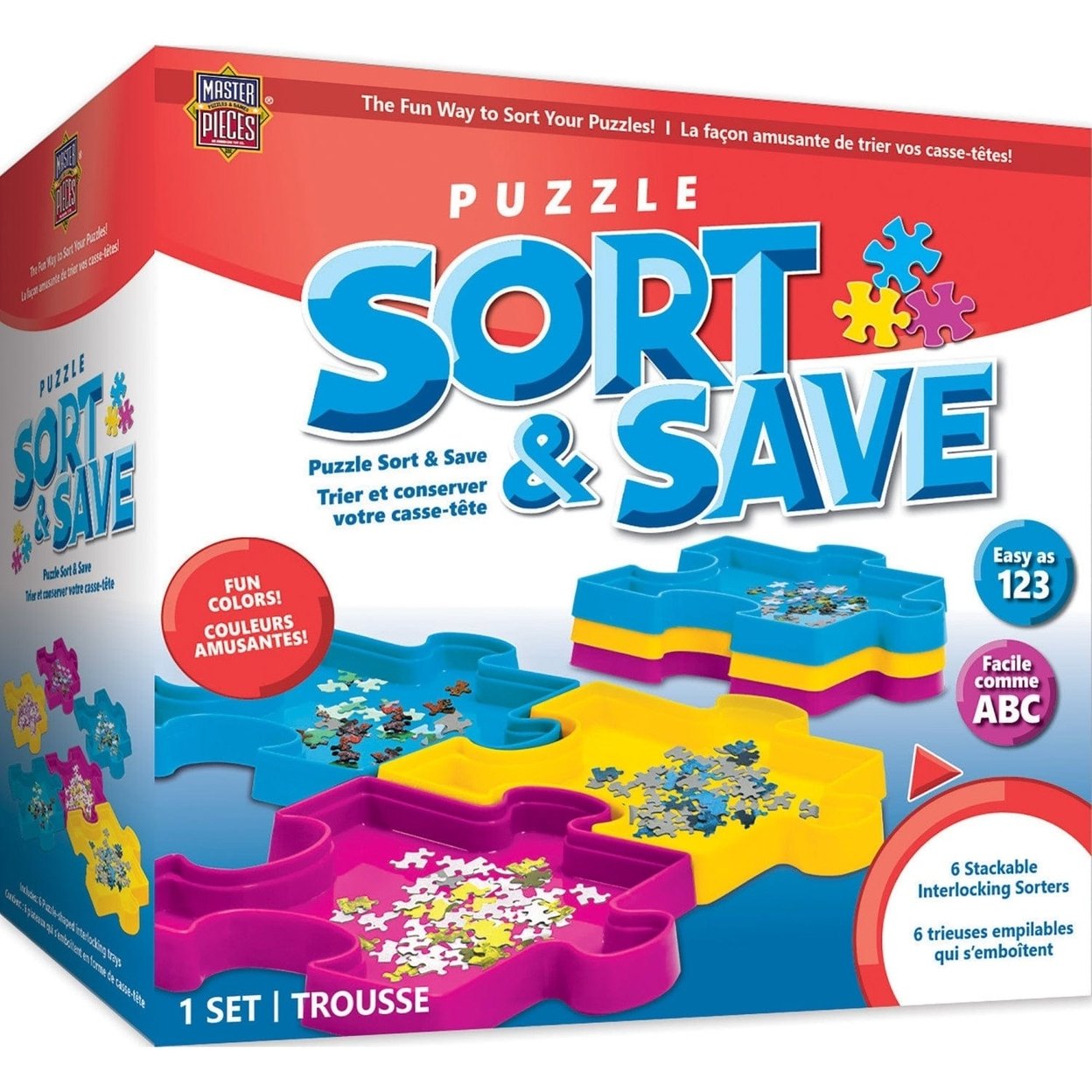 Masterpieces Jigsaw Puzzle Sort And Save 6-Piece Sorting Trays Stackable Blue
