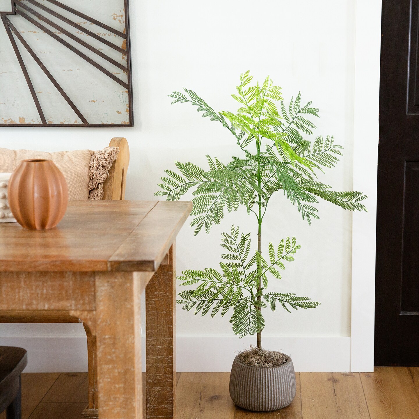 Nearly Natural Potted Jacaranda Artificial Tree with Planter - 3.5&#x27; - Green