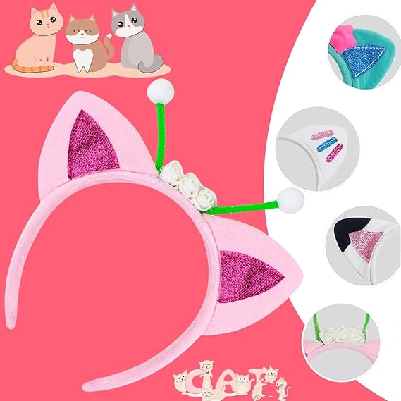 4 pcs Cat Ears Headband Set Party Decorations Headbands,Plush Soft Ears Headband for Cartoon Cosplay Costume Accessories