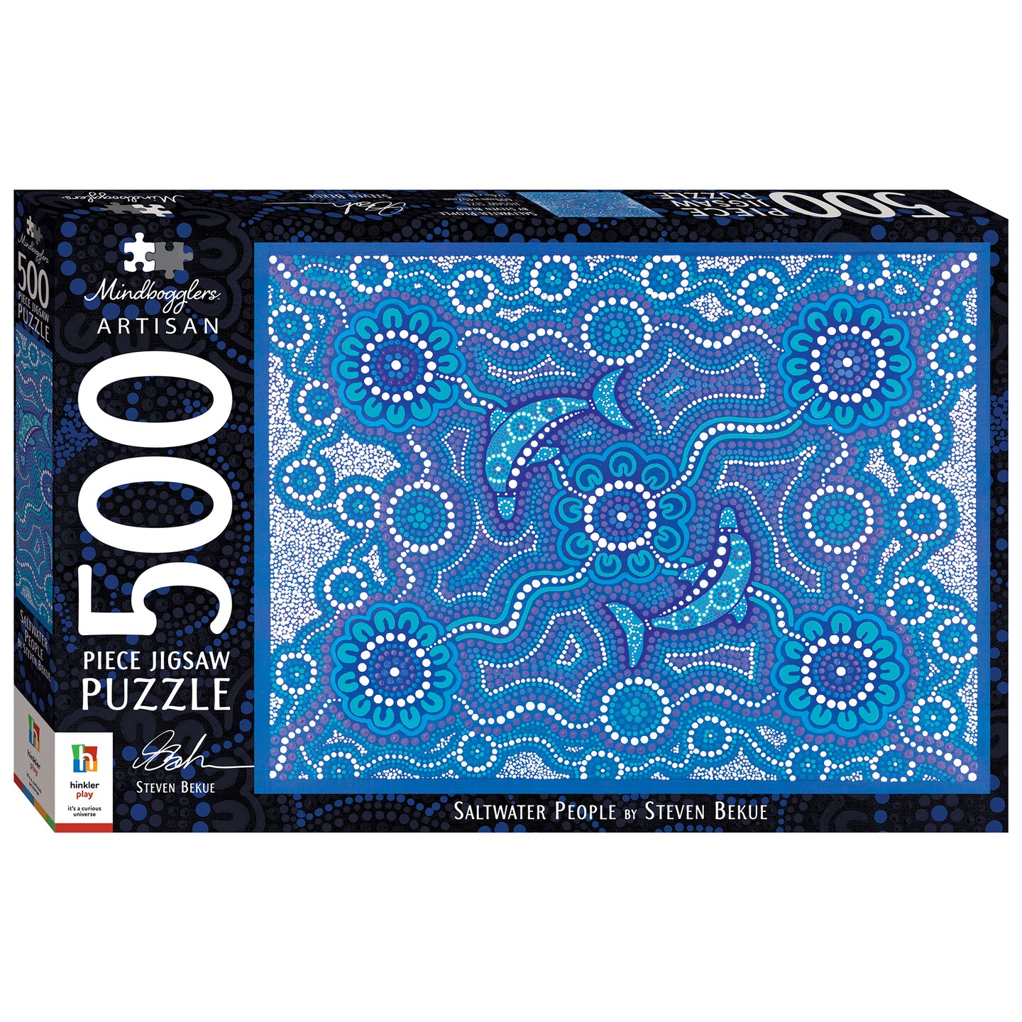 Mindbogglers Artisan 500-piece Jigsaw Puzzle: Saltwater People - Steven Bekue - Jigsaws for Adults - Deluxe Jigsaw Puzzles - 24x18in - Intricate Puzzles - Hobbies - Aboriginal Art Jigsaw Puzzles - Traditional Dot Paintings