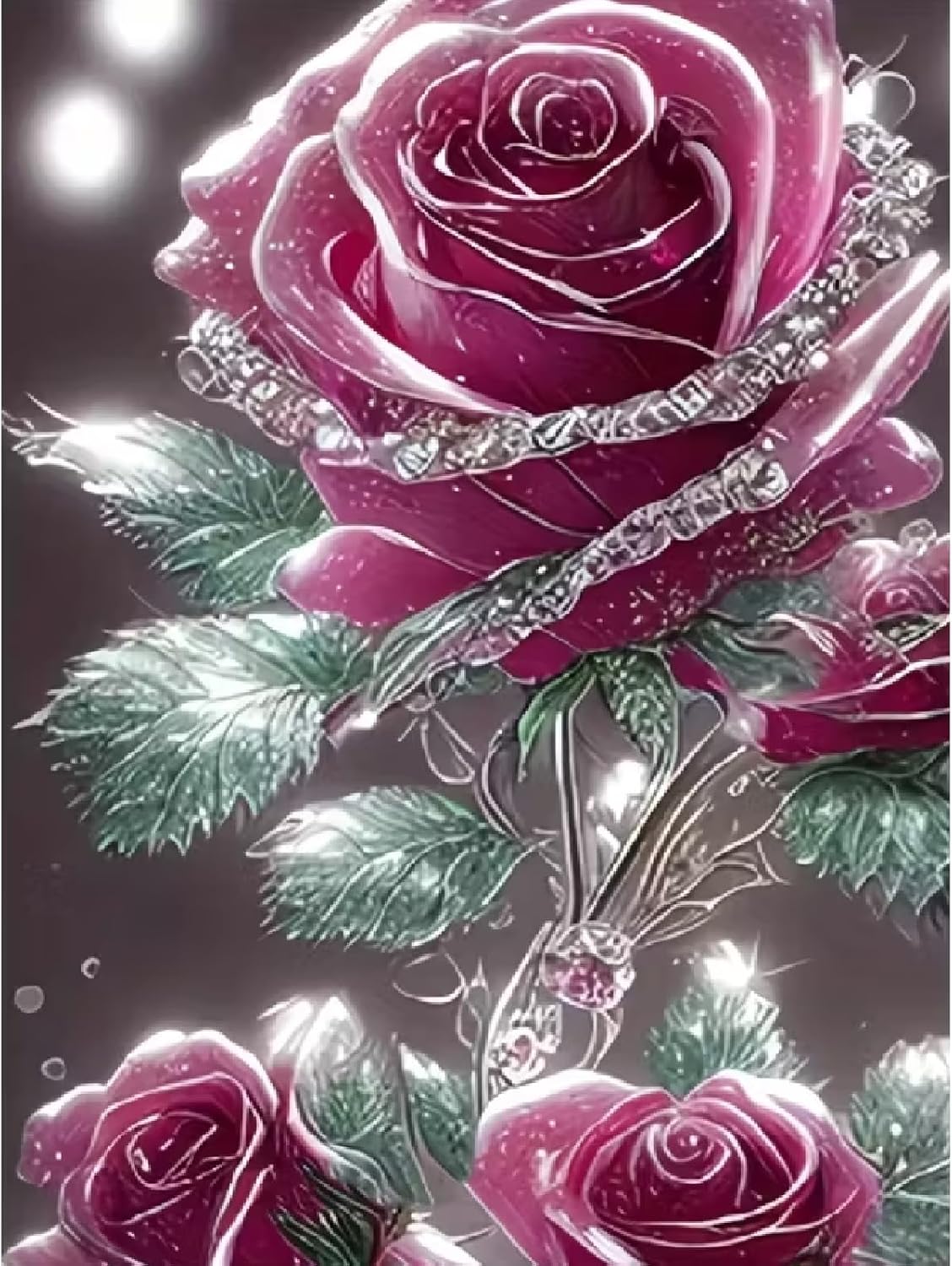 Shining 5D Diamond Painting Kit – Pink Rose Flower DIY Full Drill Art for Adults, Gem Craft, Home Wall Decor, 12x16 Inch, Beginner-Friendly Gift