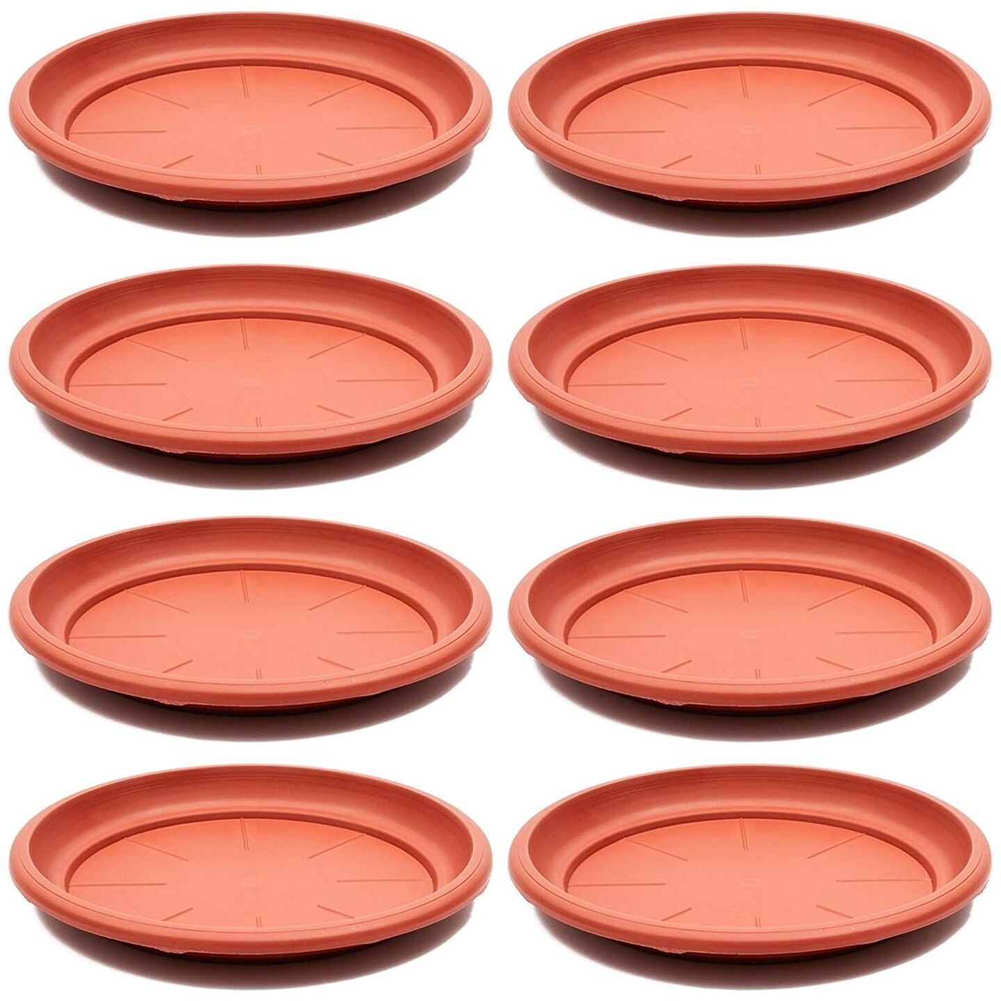 8-Pack Round Plastic Plant Saucer Drip Trays, Terracotta Flower Pot Saucers, Dish for Indoors, Outdoors, Garden, Potted Plants, Home, Patio, Tabletop Planter Base, Terra Cotta Plate Set (12-inch)