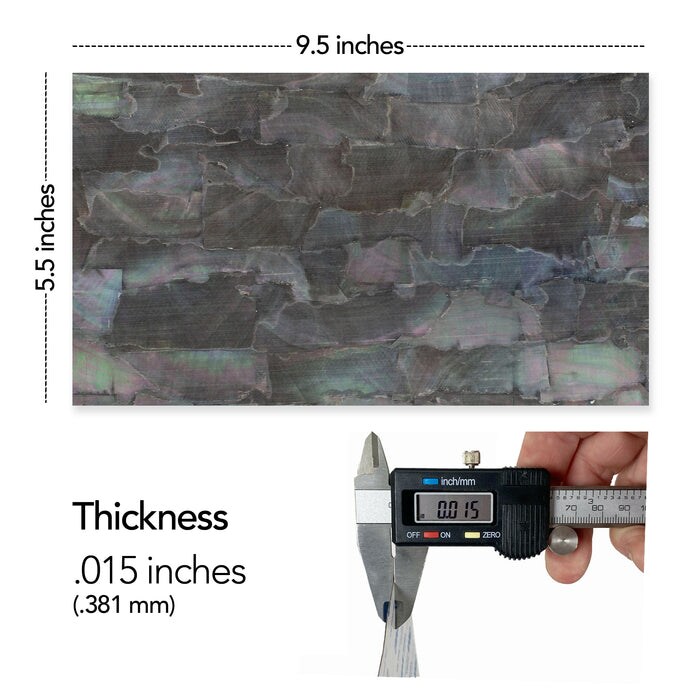 Shell Veneer, 5.5 x 9.5 inches | WMOP, BMOP, Abalone | Includes 3M Adhesive Sheet for Application, Great for Inlay Projects