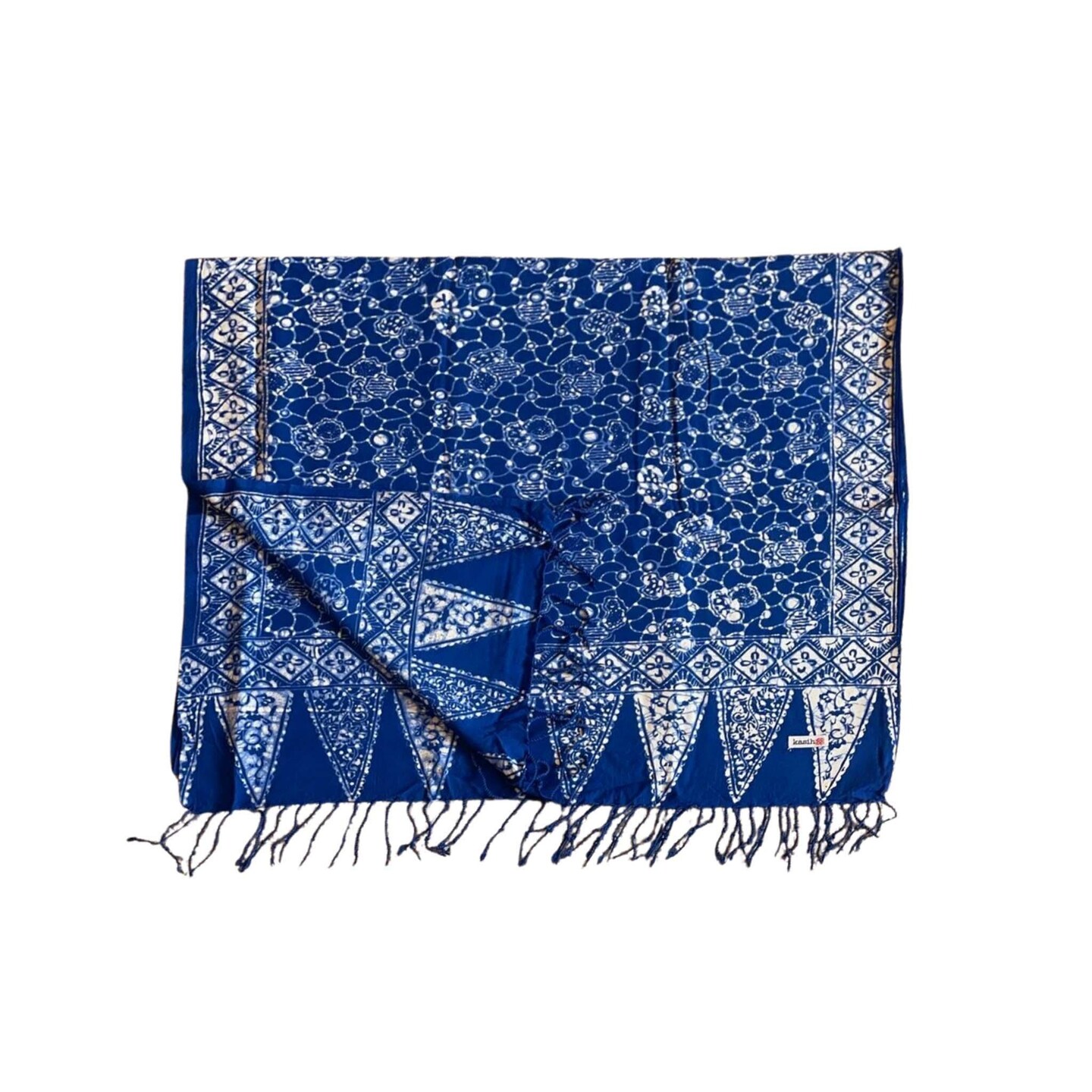 Handmade Batik Scarf, soft Cotton, Boulder, Blue, Light Blue