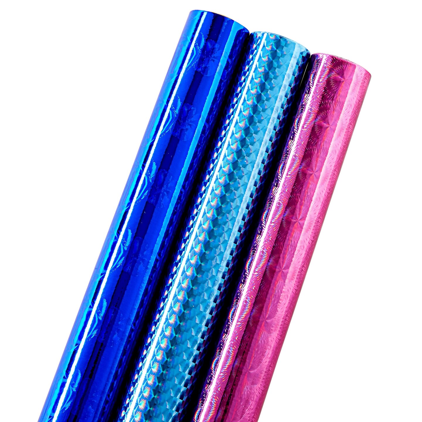 Holographic Wrapping Paper - Iridescent, Metallic Gift Wrap for Birthday, Christmas (3 Rolls, 3 Designs, 17x204 In Per Roll, 73.5 Sq Ft Total)