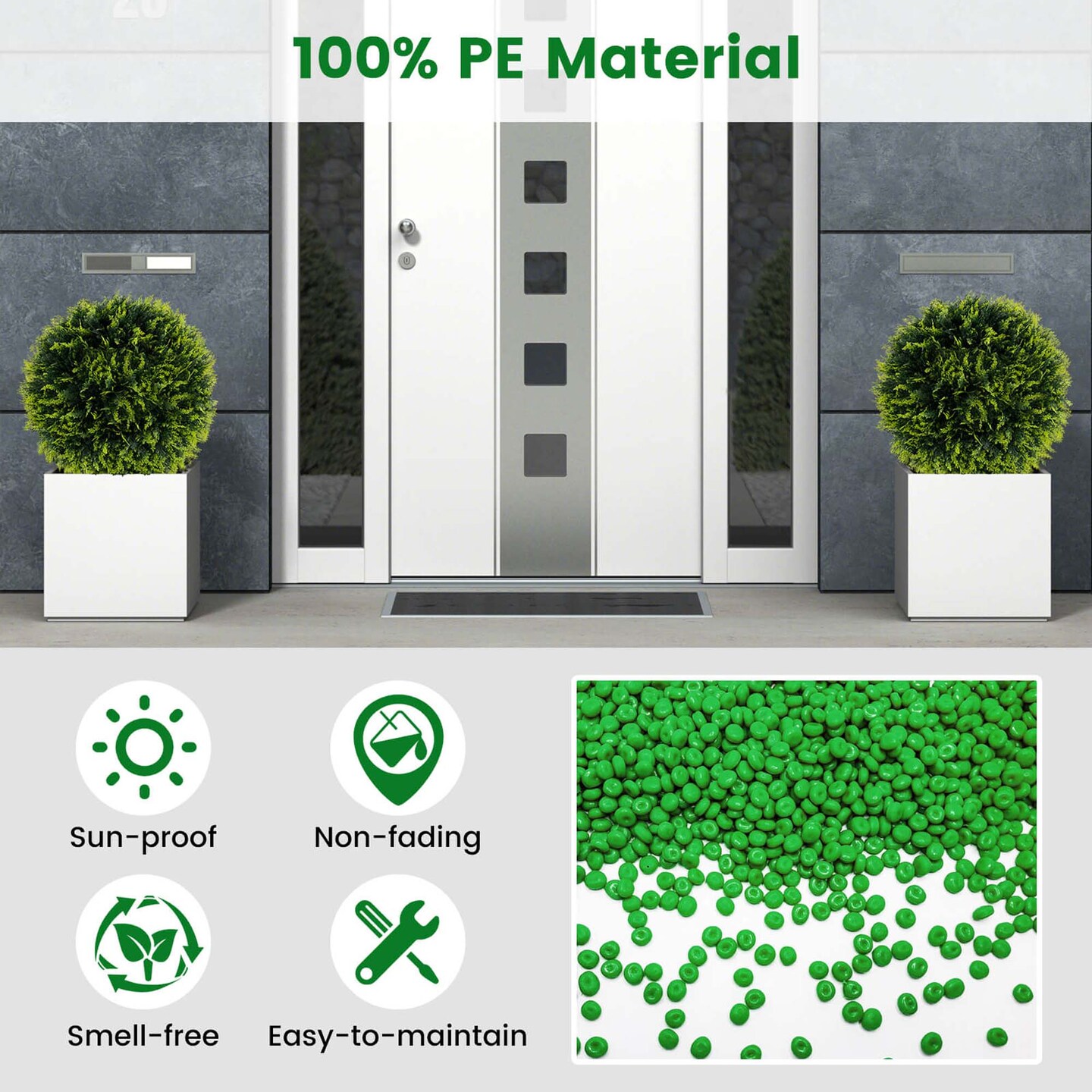 Costway 2 PCS 18&#x22;/20&#x22; Artificial Cedar Topiary Balls Sun-protective Round Greenery Bushes