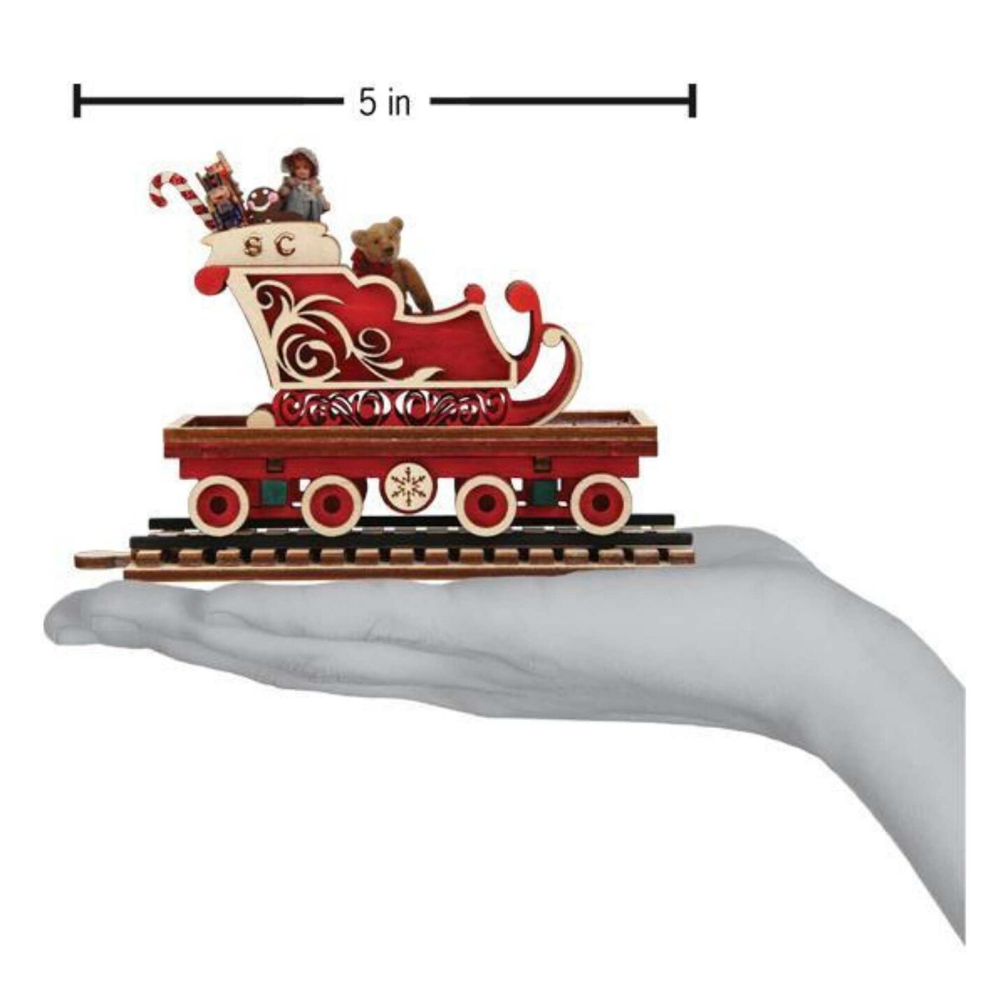 Ginger Cottages 3.5 Inch North Pole Express Sleigh Car Christmas Tree Ornament , Train Secrets Gingerman