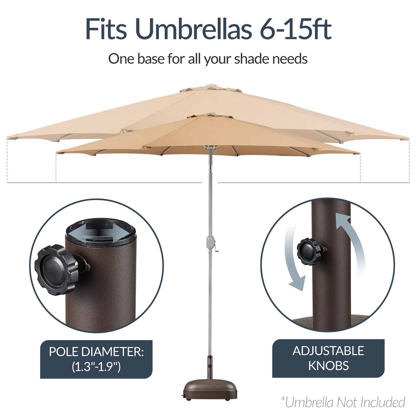 Best Choice Products 123lb Capacity Fillable Mobile Umbrella Base for Patio, Deck, 4 Wheels - Dome Square