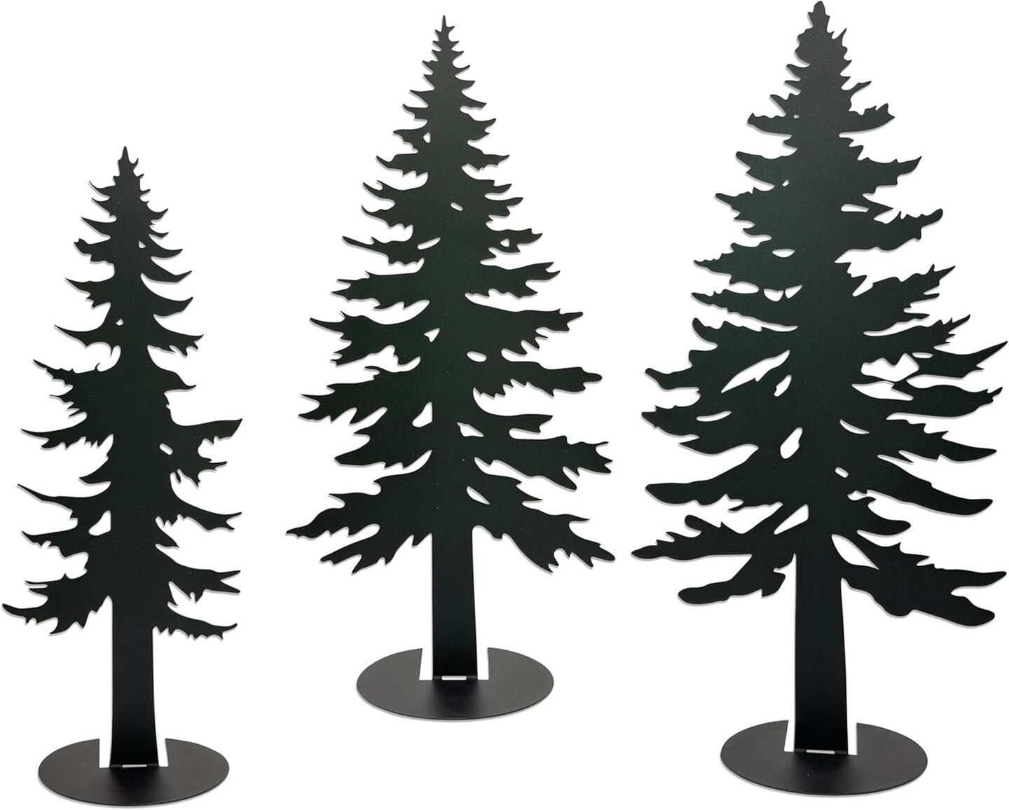 Set of 3 Christmas Metal Pine Tree Decor - Black