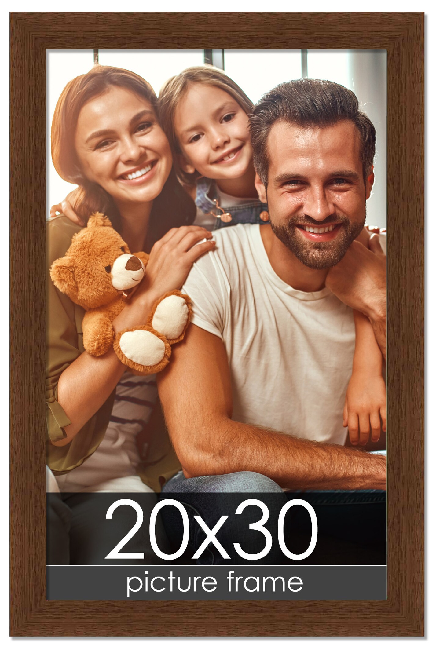Simple Brown Picture Frame - UV Acrylic, Foam Board Backing, Hanging Hardware