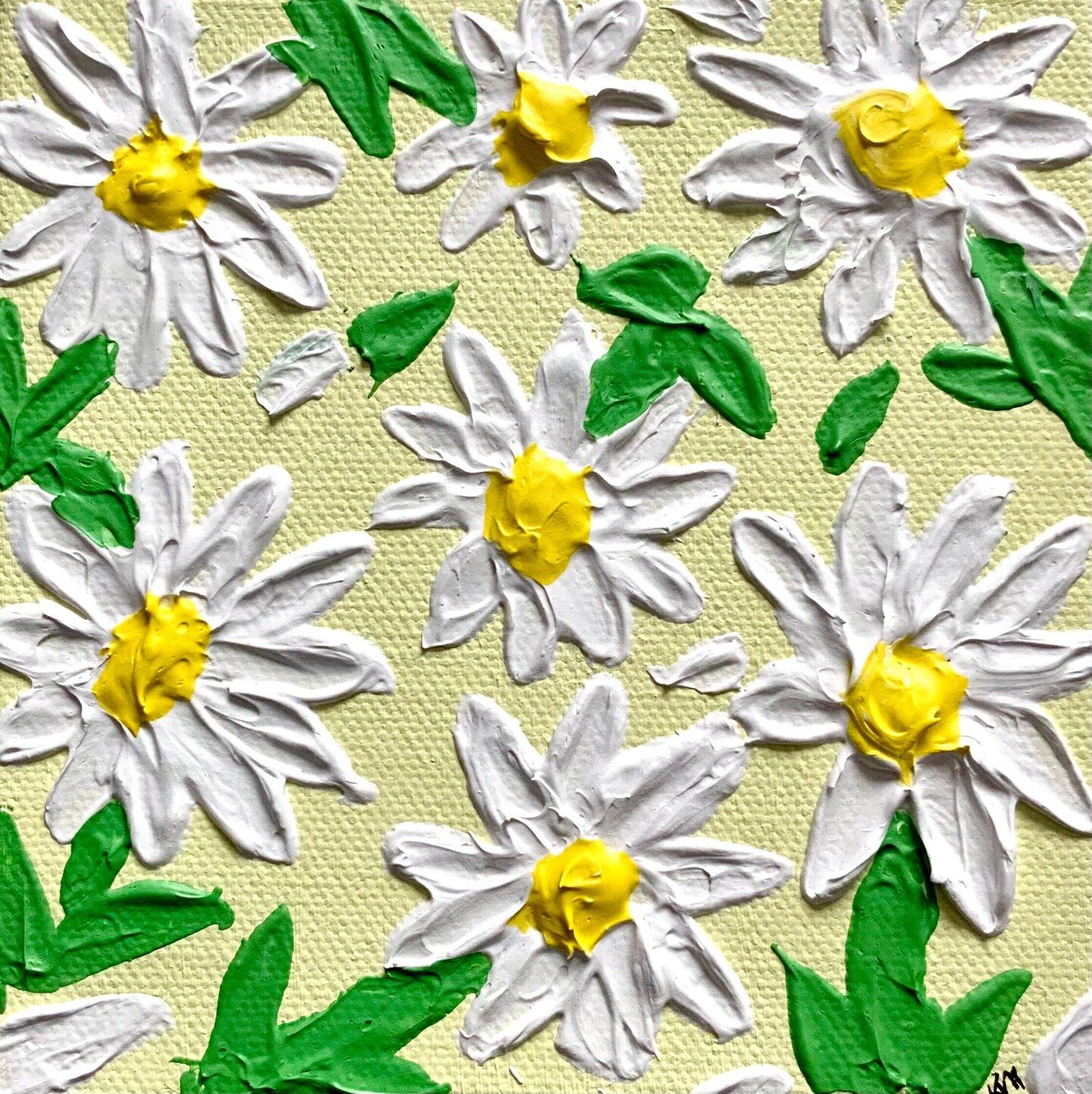 おすそ分けファイル♡ 春の新作スタンペリア・DAISY art♡A5サイズ♡ Daisy Painting, Abstract Artwork, Abstract Painting, Flower