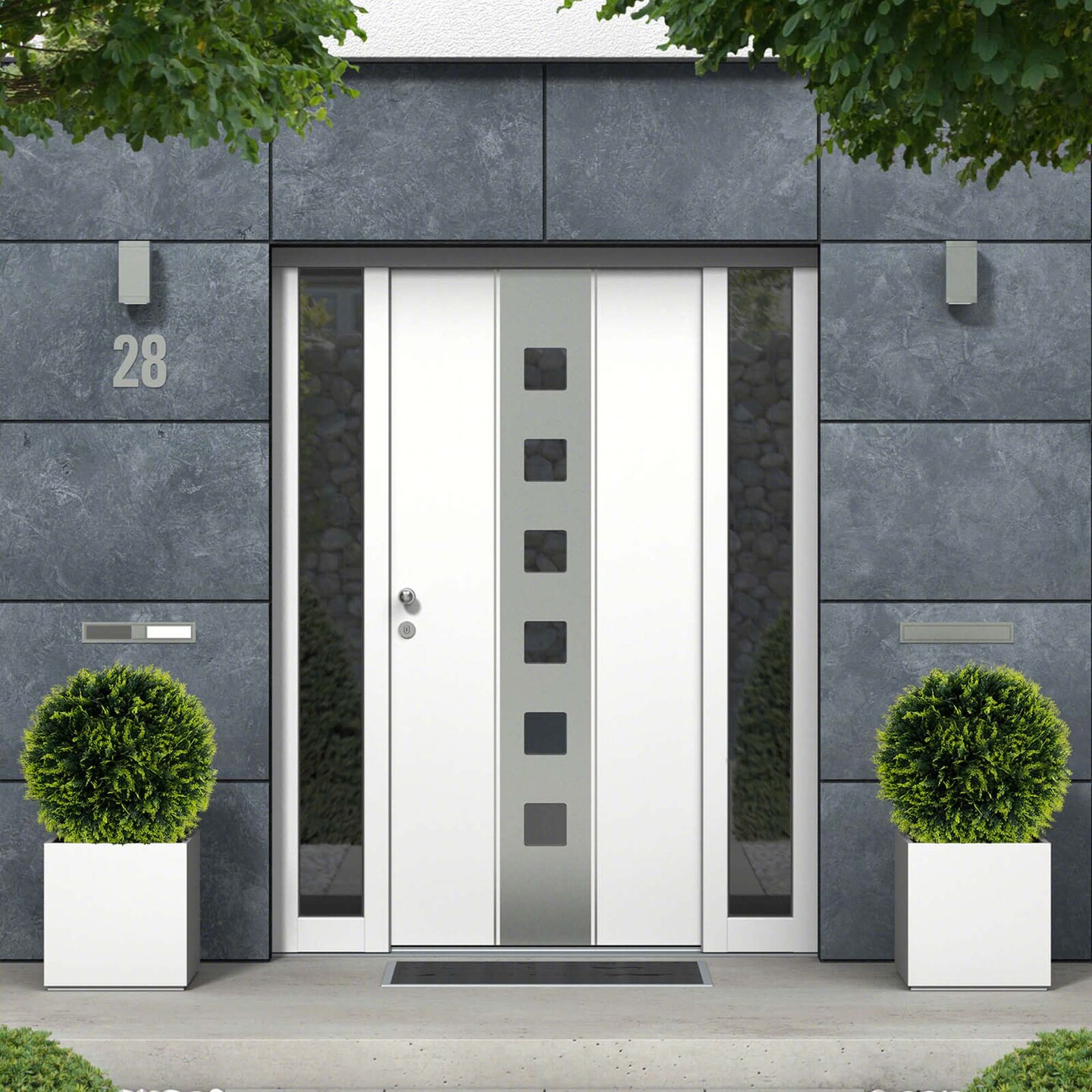 Costway 2 PCS 18&#x22;/20&#x22; Artificial Cedar Topiary Balls Sun-protective Round Greenery Bushes